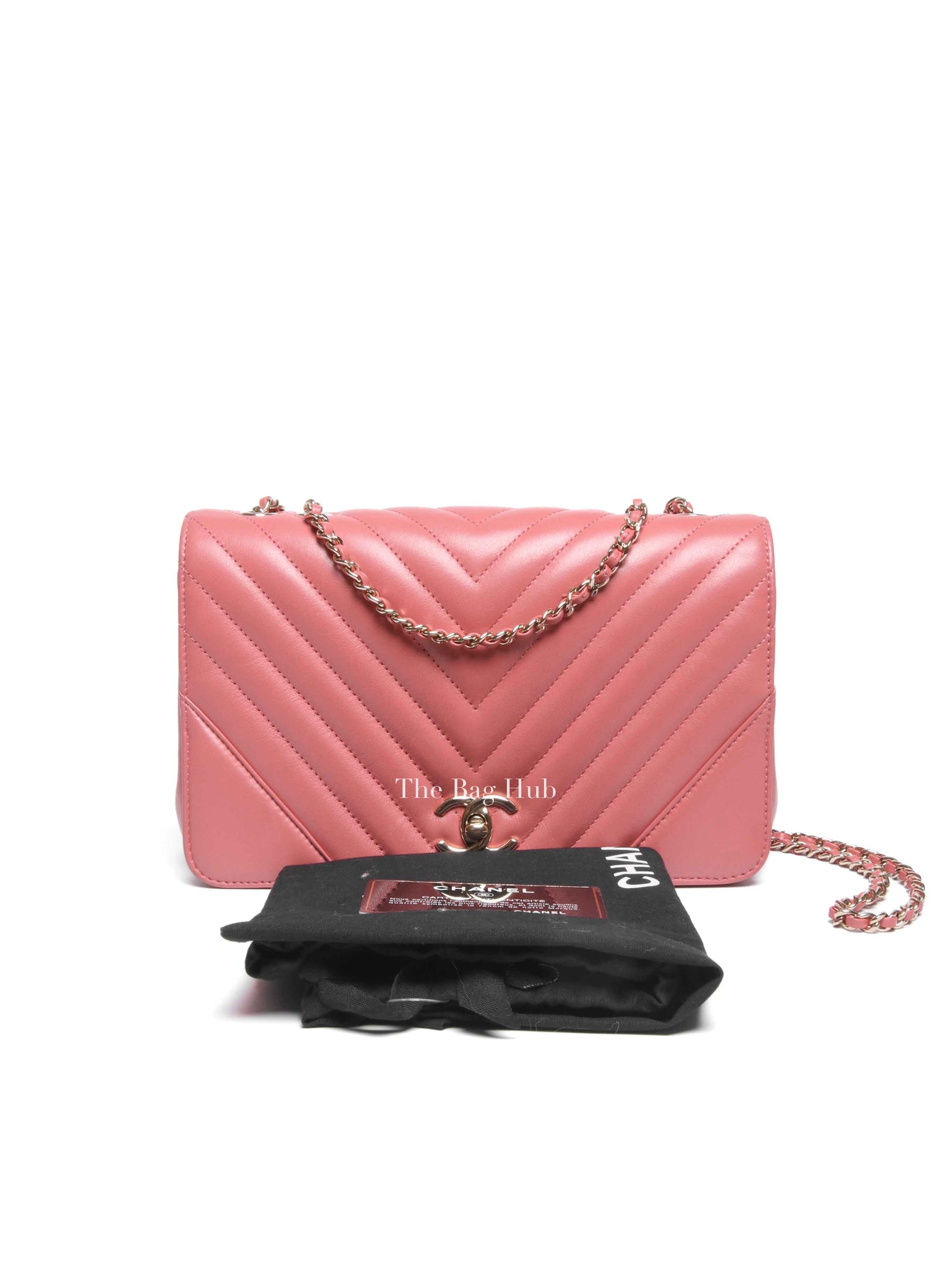 Chanel Pink Lambskin Chevron Statement Large Flap Shoulder Bag