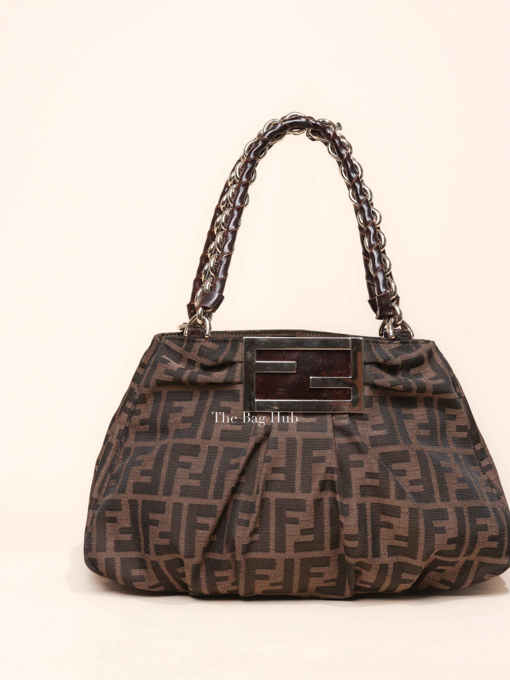 Fendi Brown Monogram Canvas FF Zucca Mia Chain Shoulder Bag