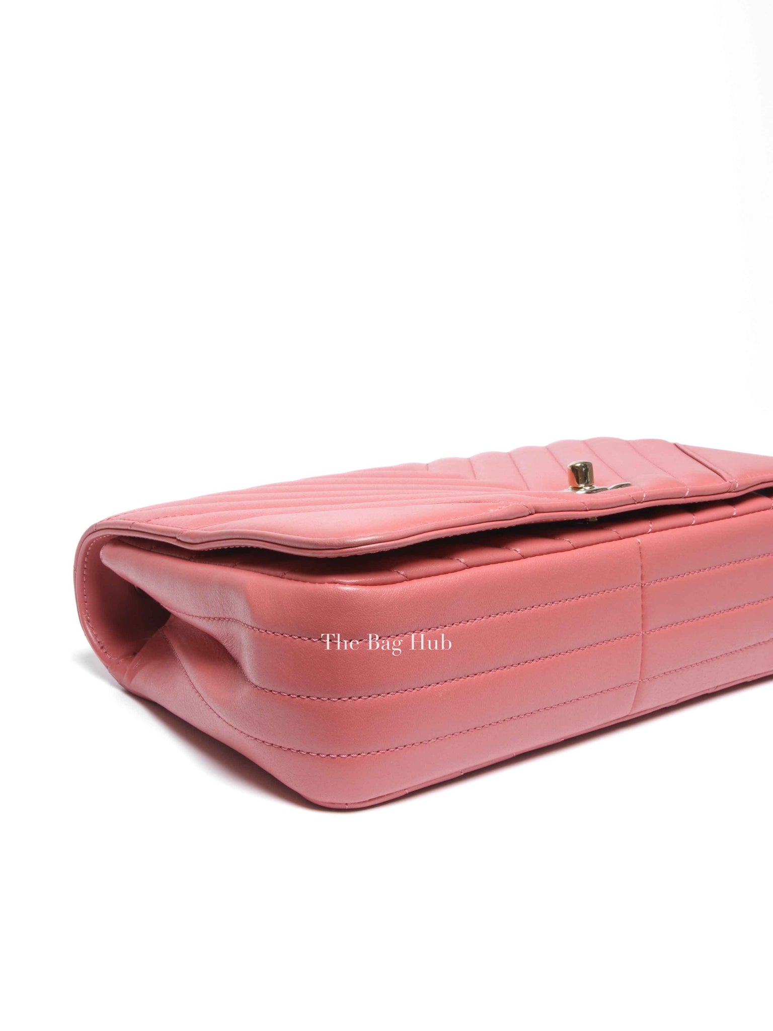 Chanel Pink Lambskin Chevron Statement Large Flap Shoulder Bag