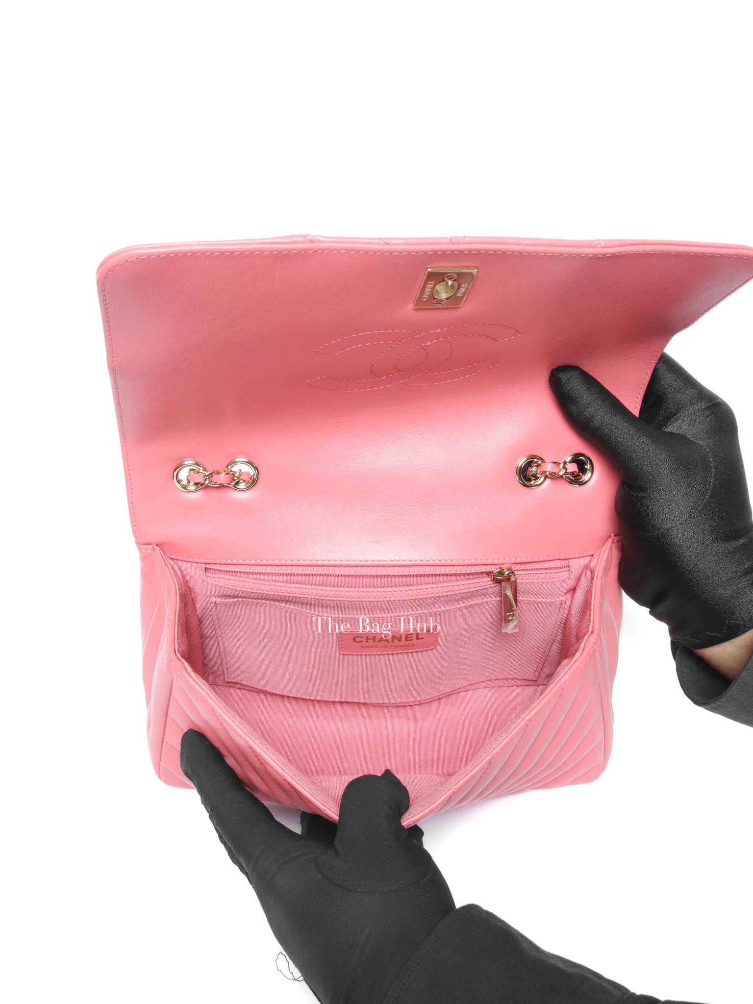 Chanel Pink Lambskin Chevron Statement Large Flap Shoulder Bag