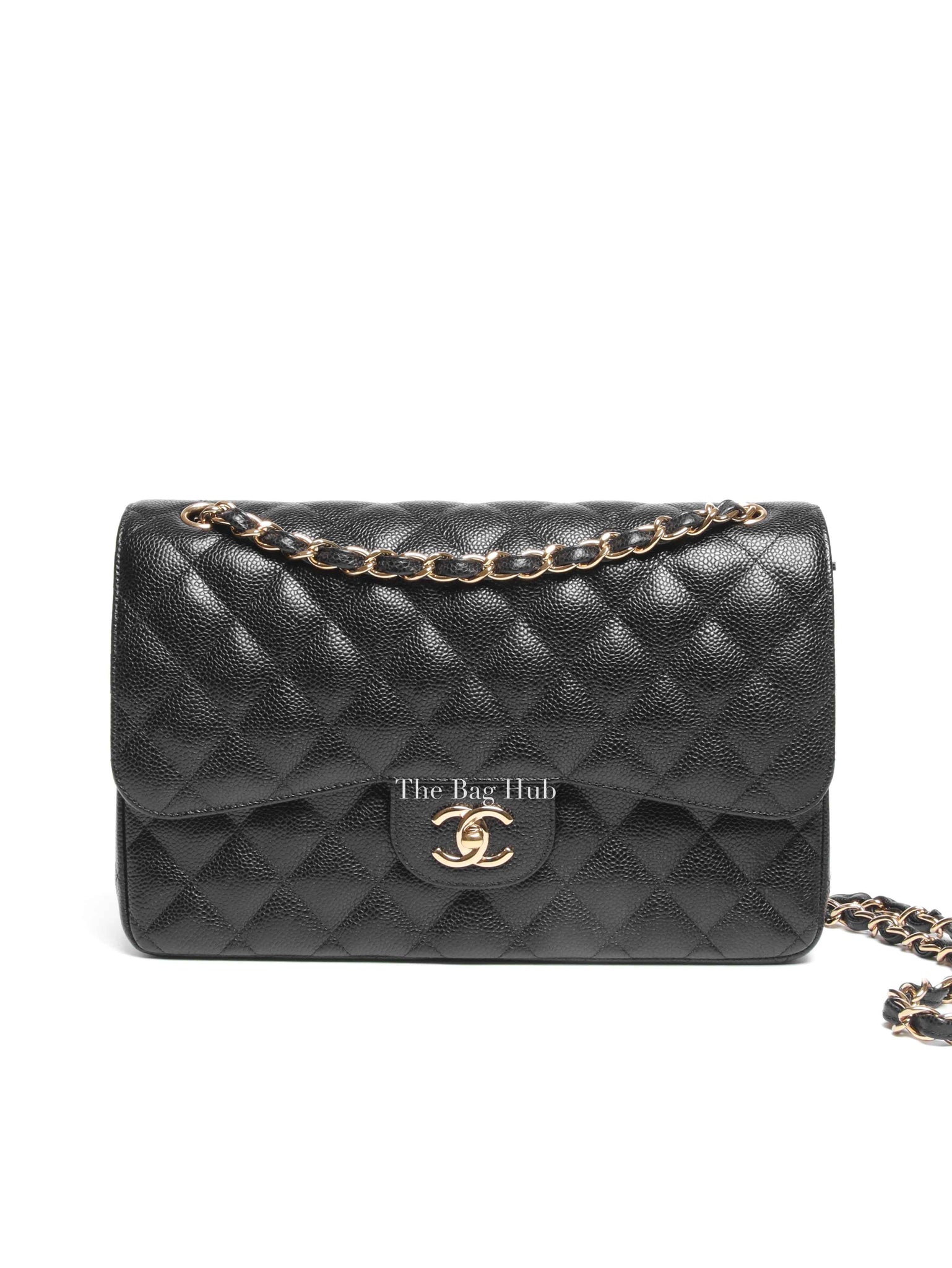 Chanel Black Quilted Caviar Jumbo Classic Double Flap Bag GHW