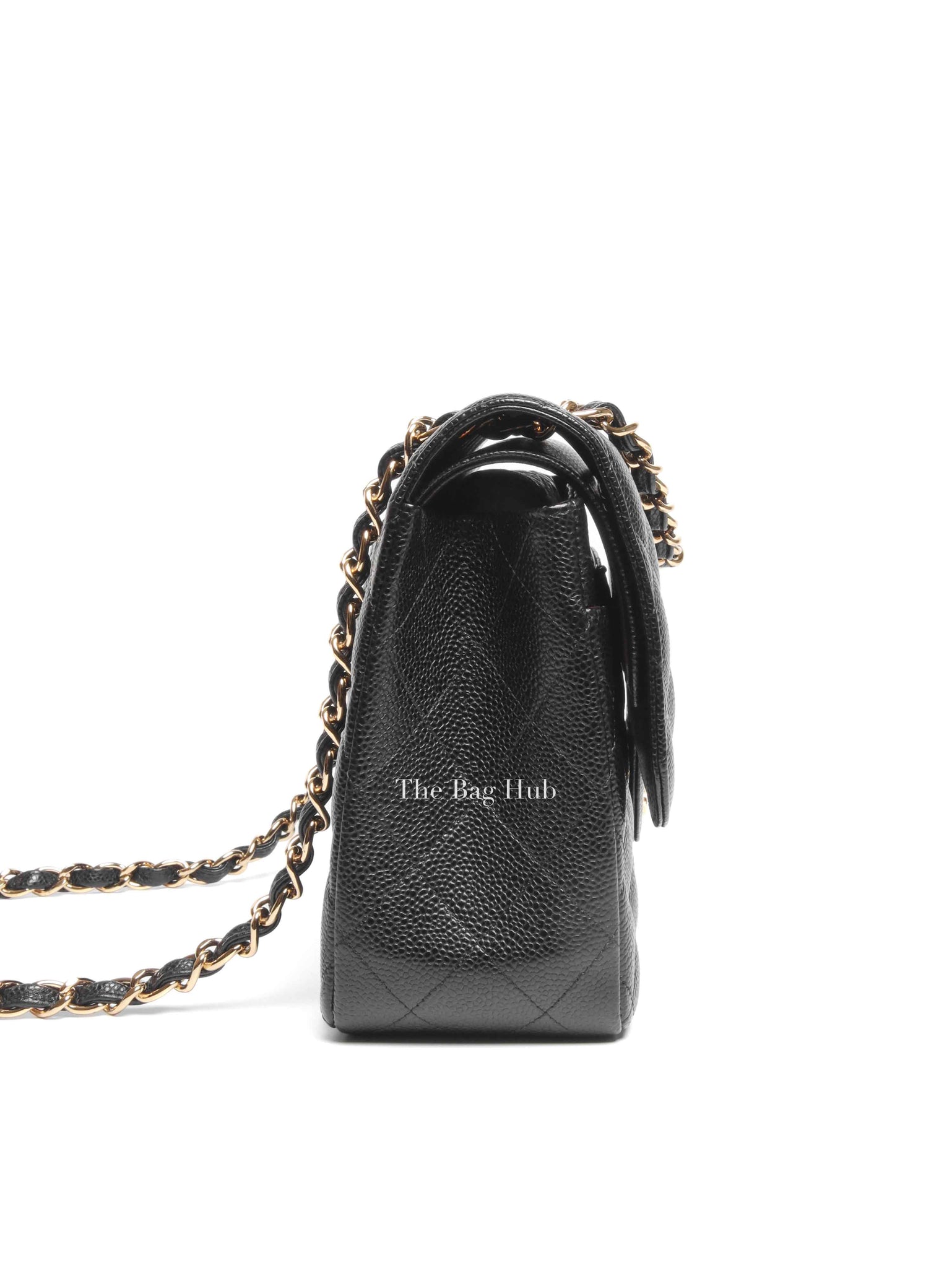 Chanel Black Quilted Caviar Jumbo Classic Double Flap Bag GHW