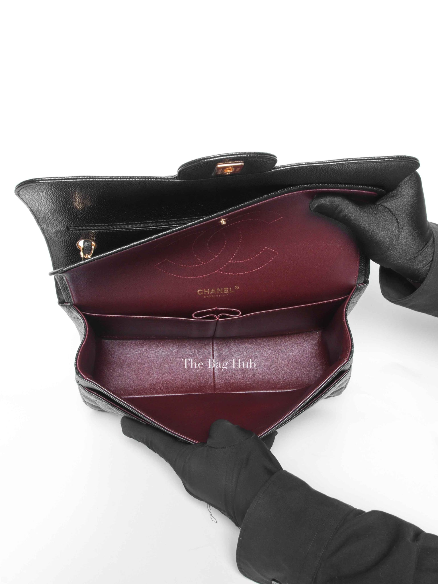 Chanel Black Quilted Caviar Jumbo Classic Double Flap Bag GHW