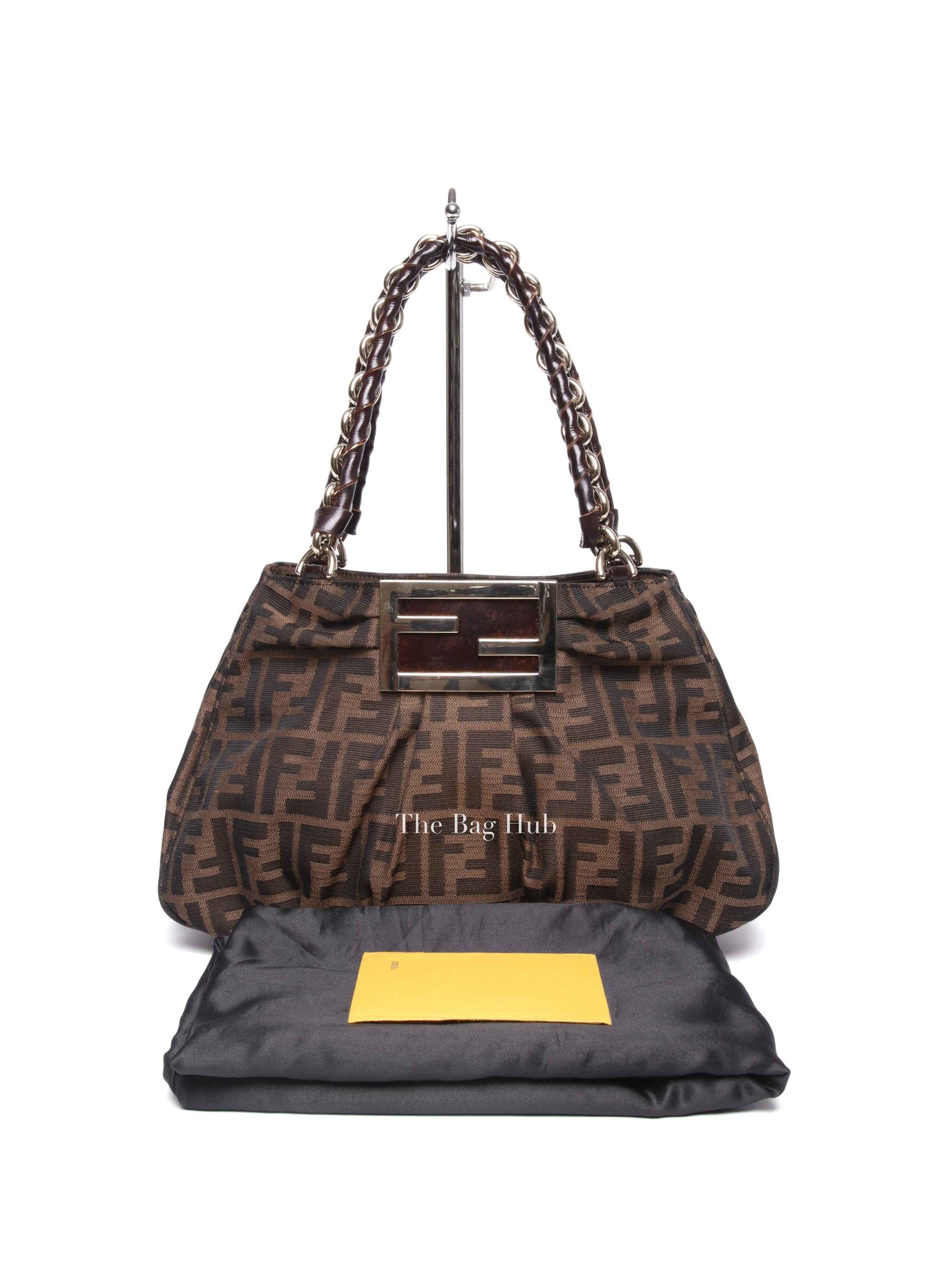 Fendi Brown Monogram Canvas FF Zucca Mia Chain Shoulder Bag