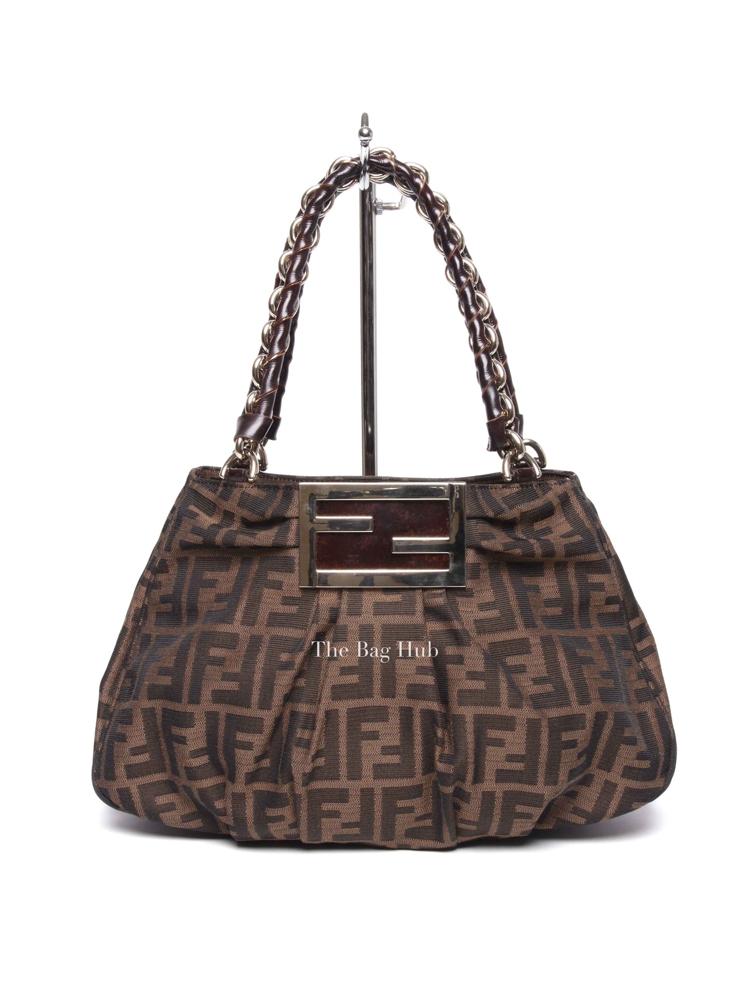 Fendi Brown Monogram Canvas FF Zucca Mia Chain Shoulder Bag