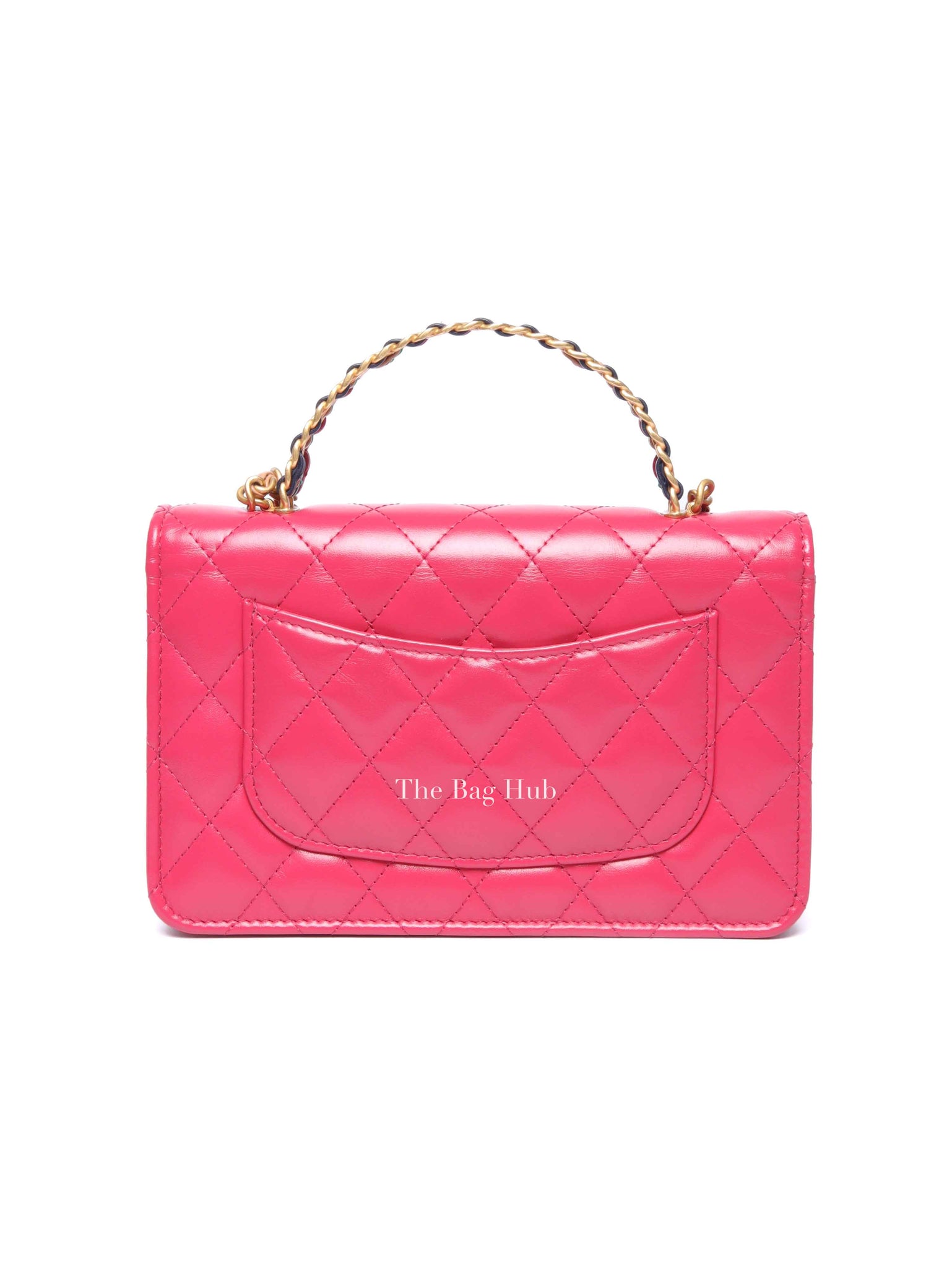 Chanel Pink Lambskin Quilted Wallet on Chain With Handle GHW