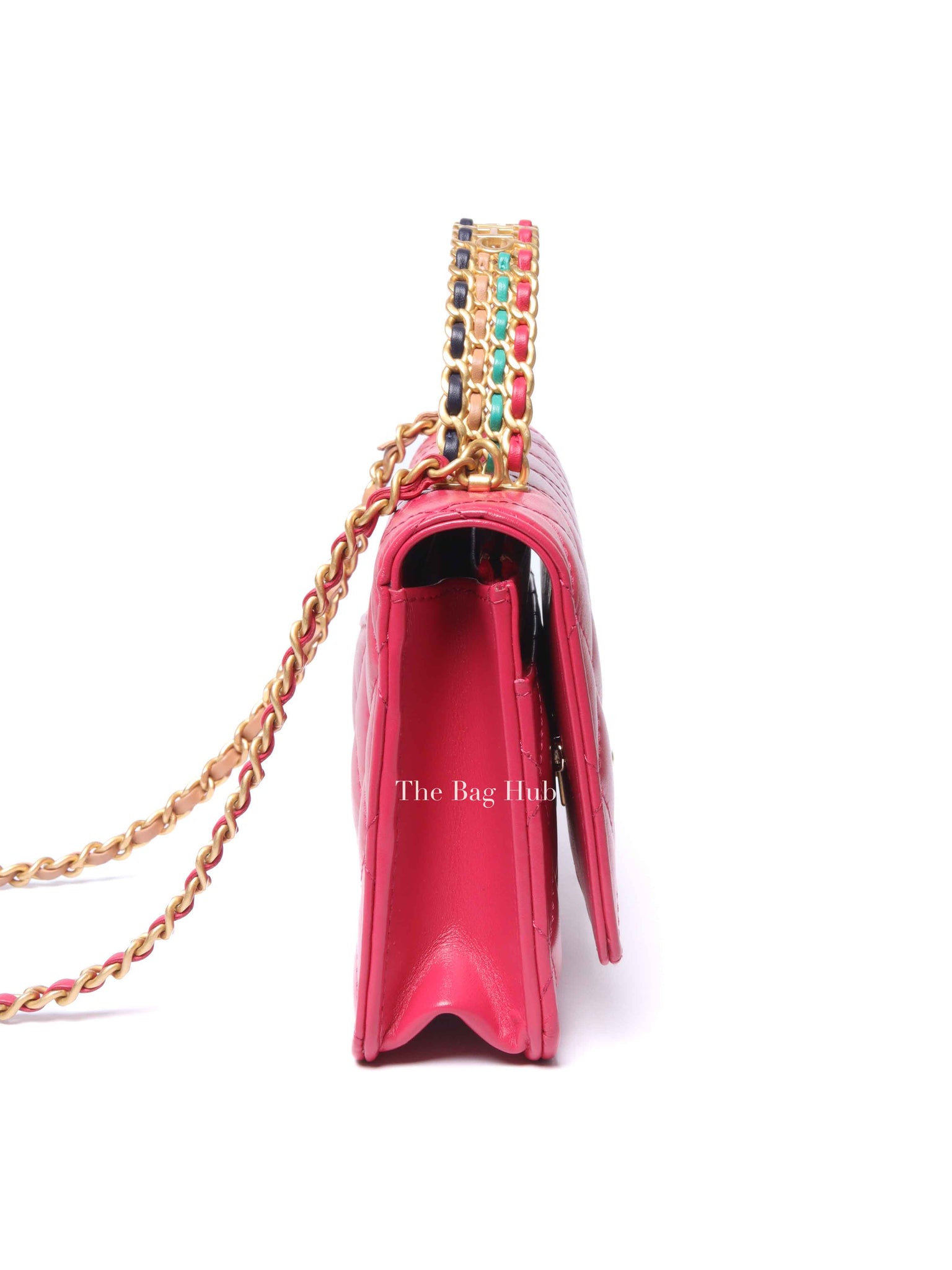 Chanel Pink Lambskin Quilted Wallet on Chain With Handle GHW