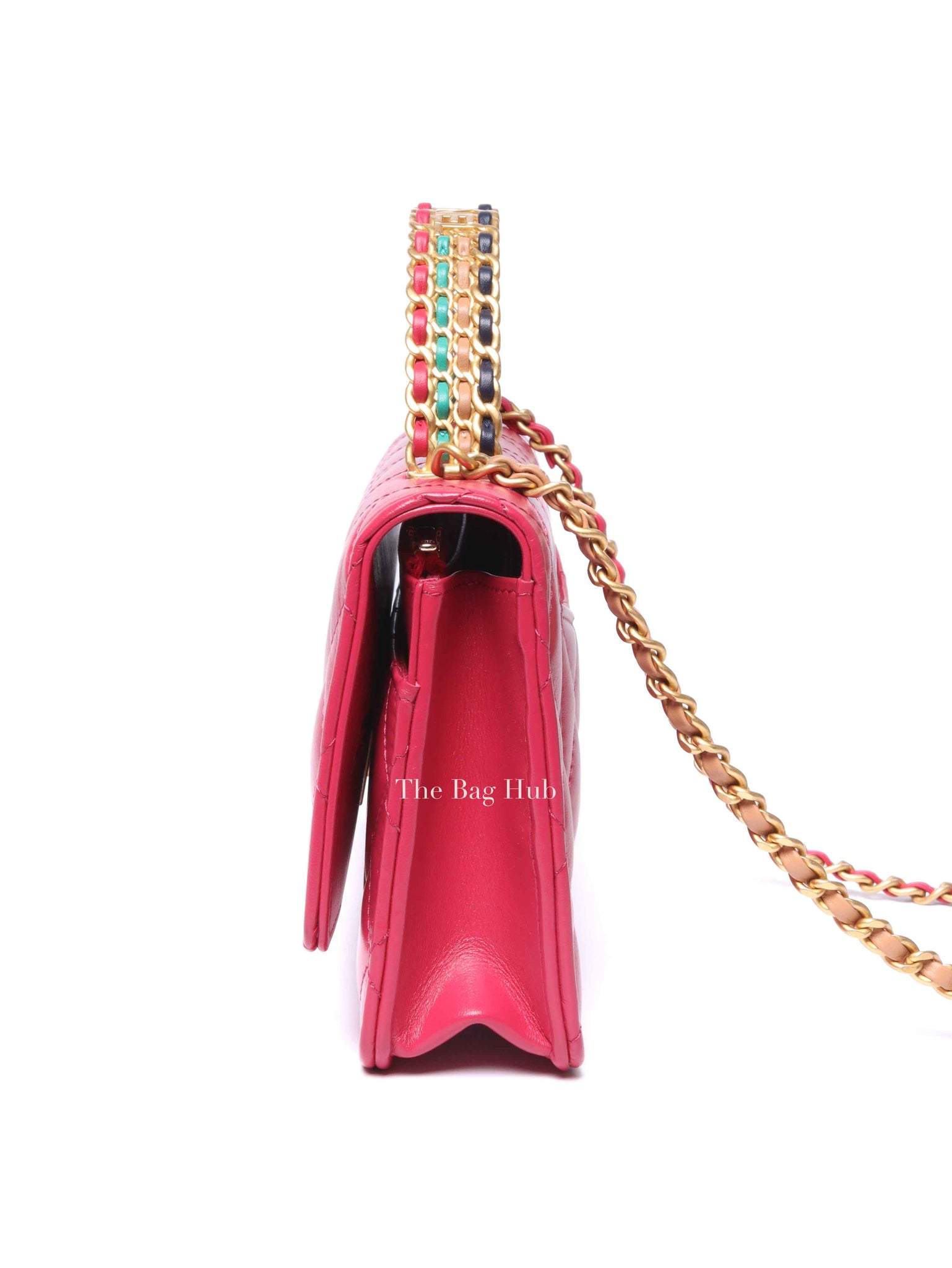 Chanel Pink Lambskin Quilted Wallet on Chain With Handle GHW