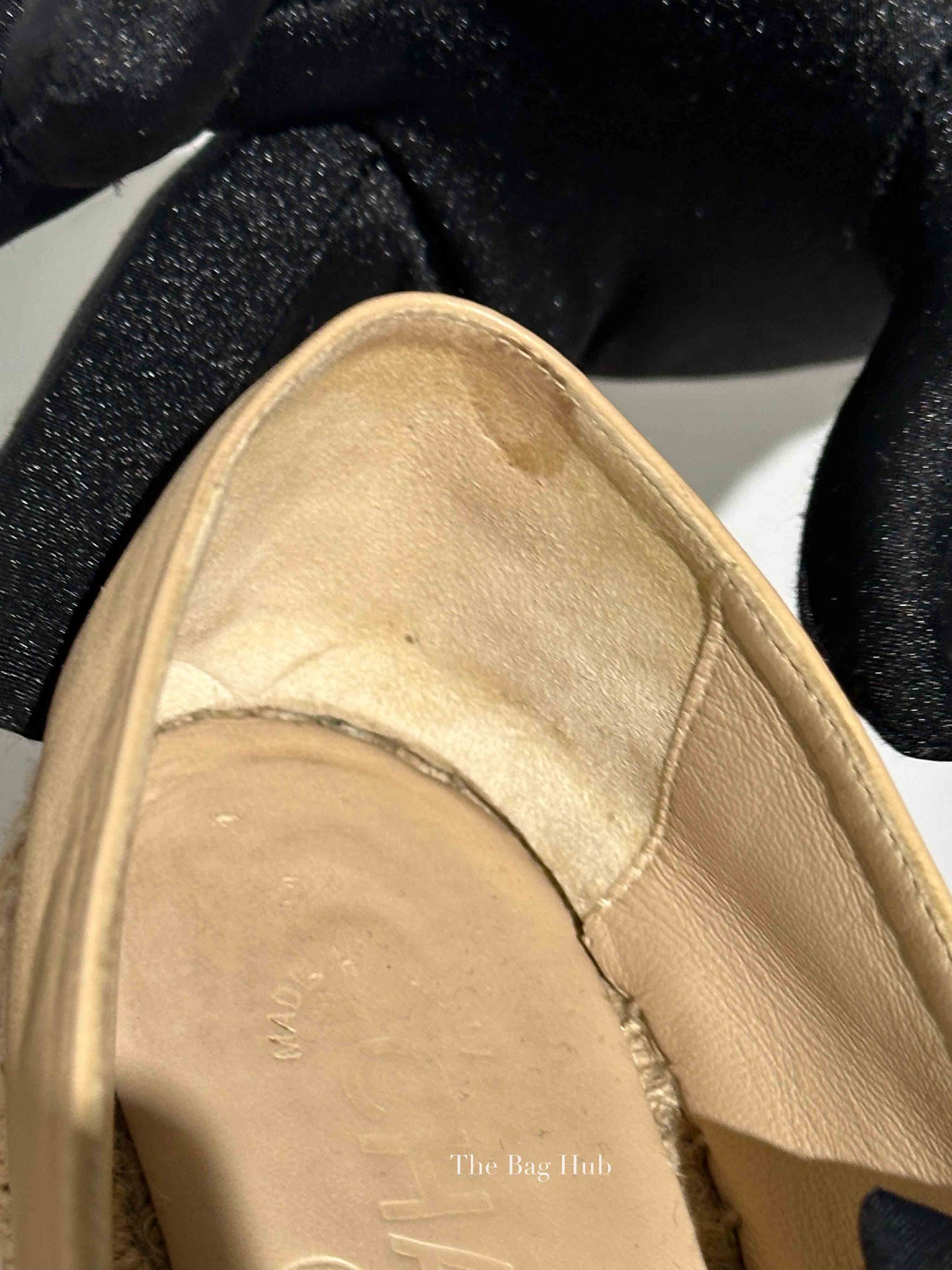 Chanel Beige/Black Lambskin Espadrilles Size 37