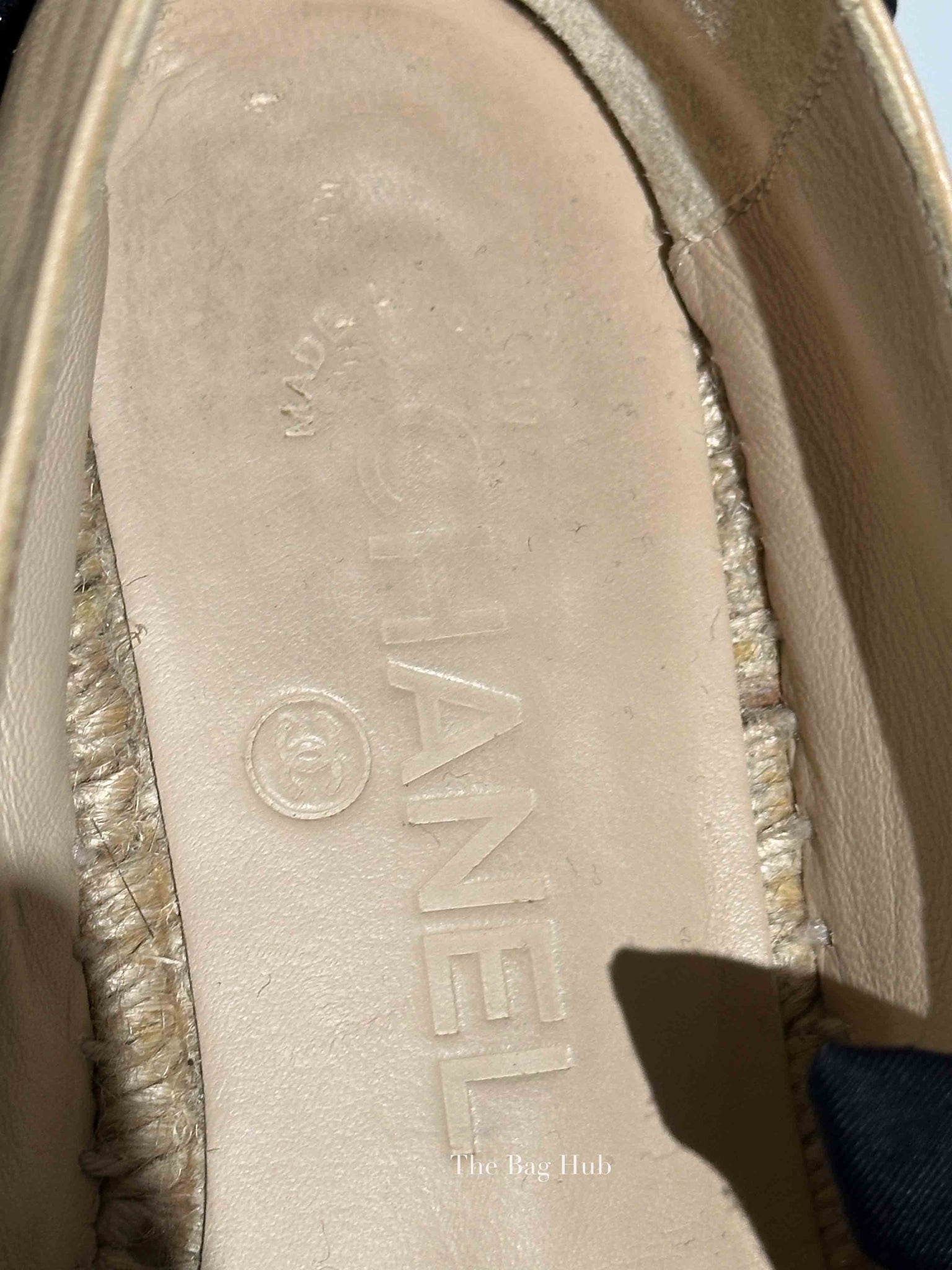 Chanel Beige/Black Lambskin Espadrilles Size 37