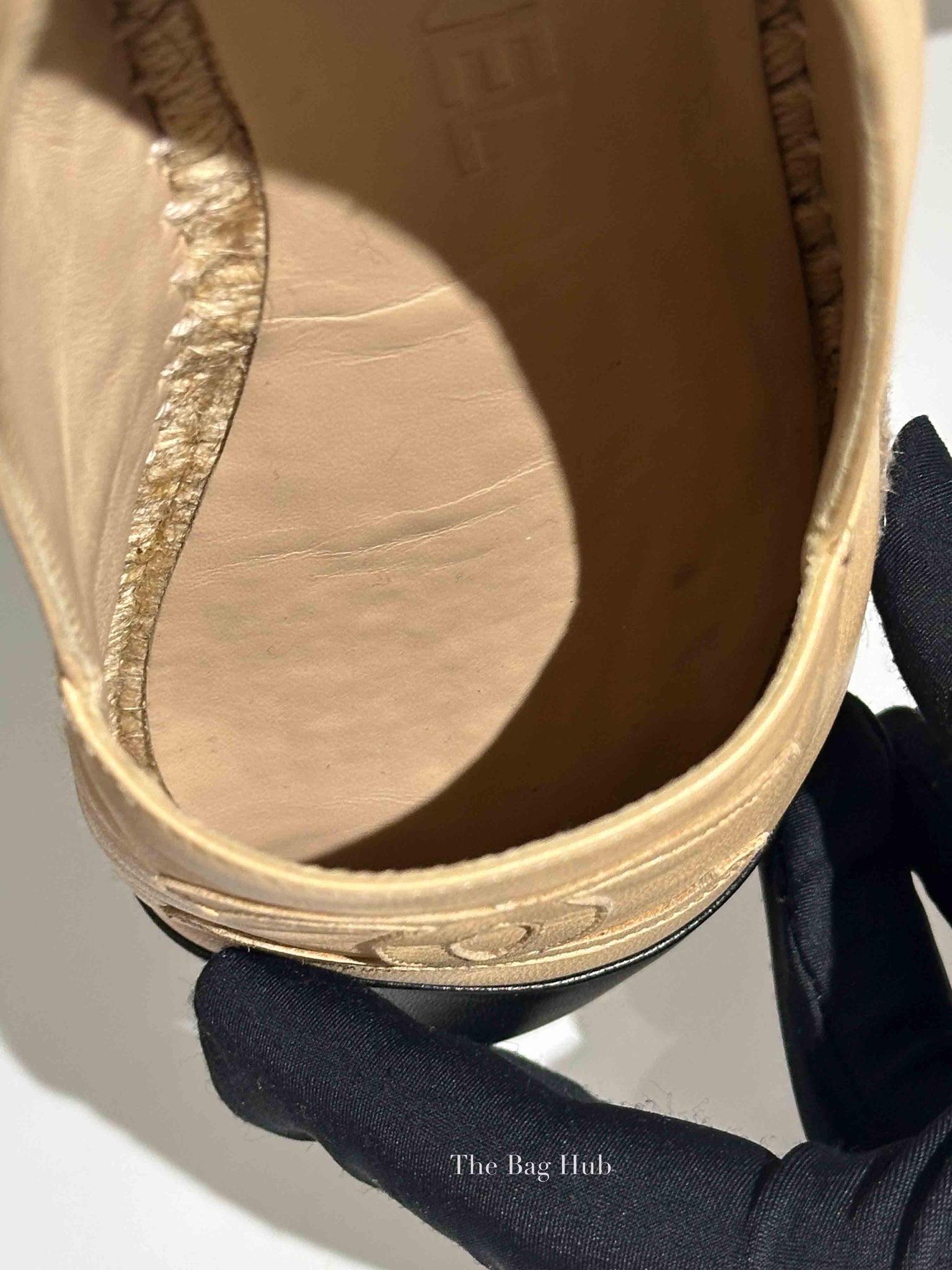 Chanel Beige/Black Lambskin Espadrilles Size 37