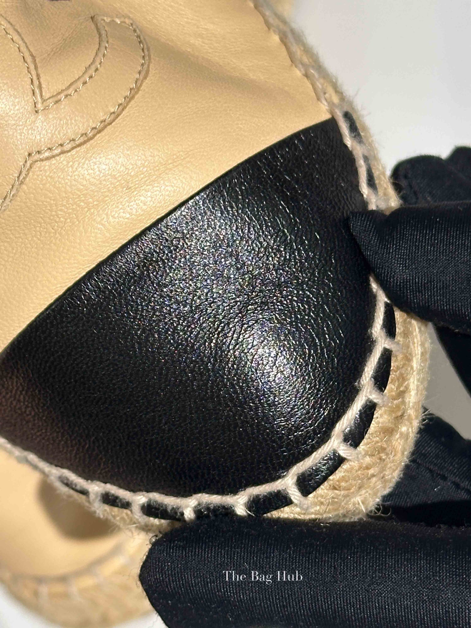 Chanel Beige/Black Lambskin Espadrilles Size 37