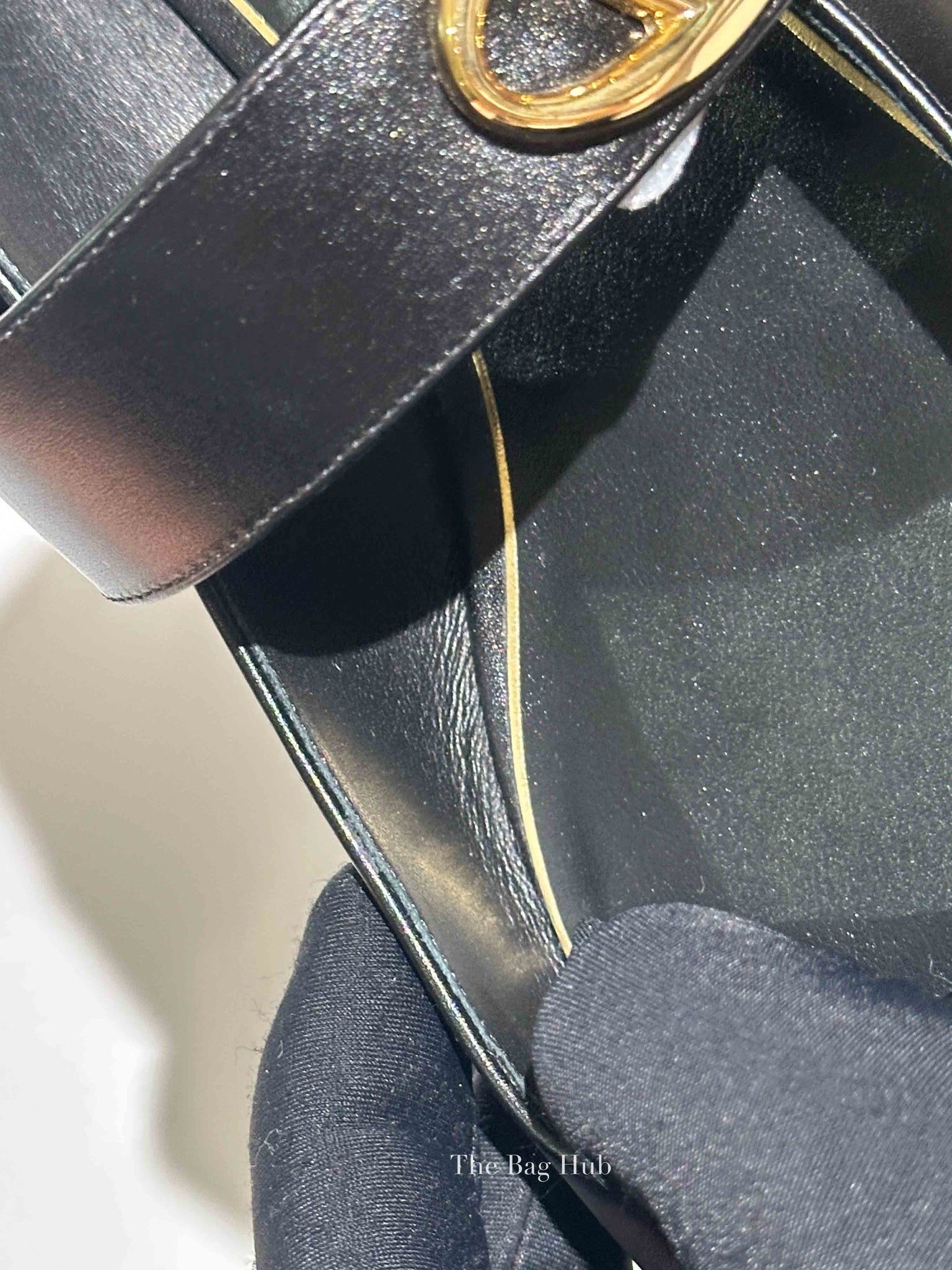 Valentino Garavani Black Leather VLogo Locker Mary Jane Ballerina Flats Size 37