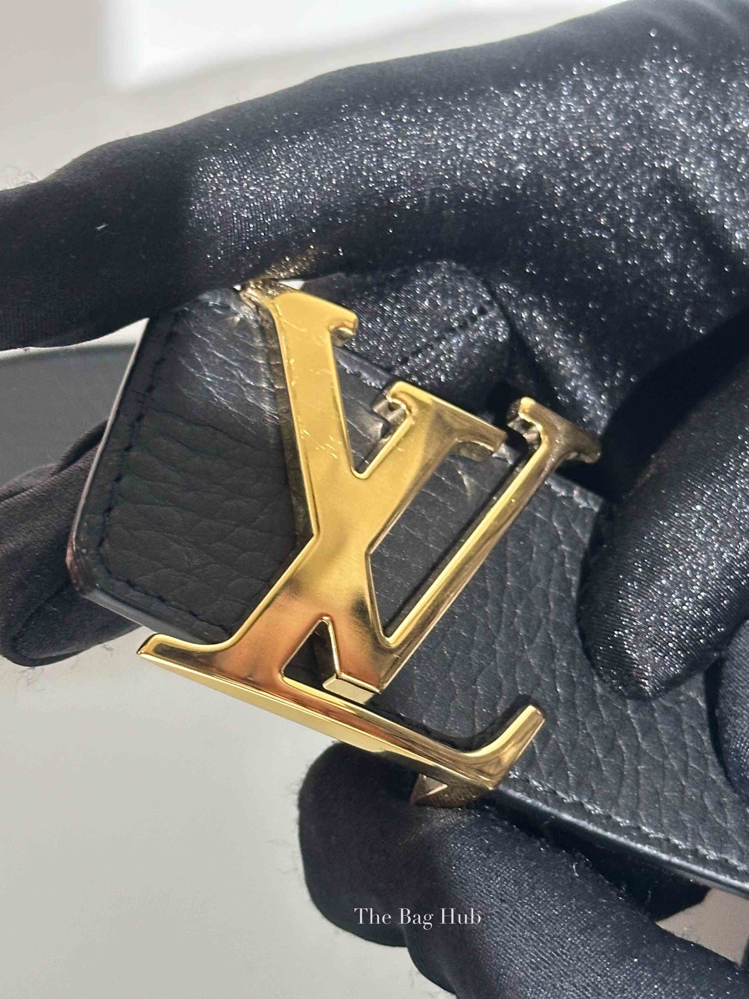 Louis Vuitton Black/Brown Leather Initiales Reversible Belt Size 110/44