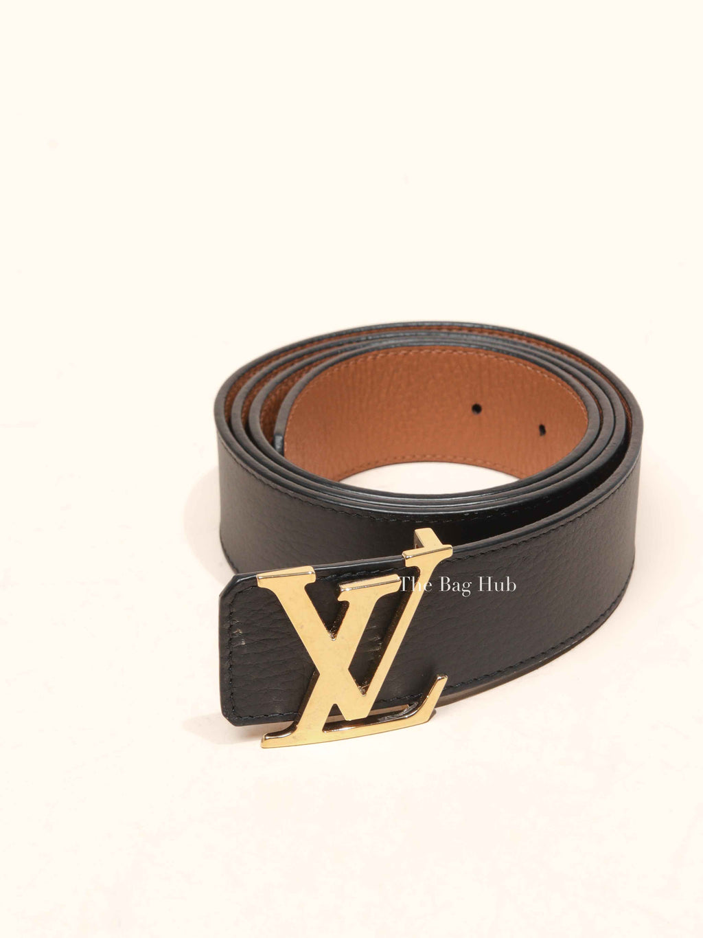 Louis Vuitton Black/Brown Leather Initiales Reversible Belt Size 110/44