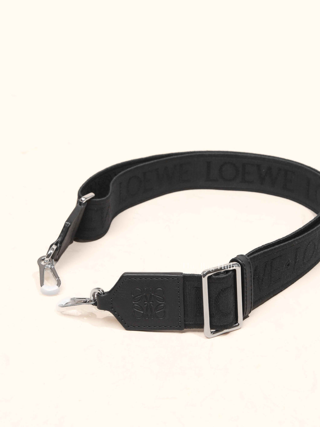 Loewe Black Calfskin/Jacquard Anagram Strap