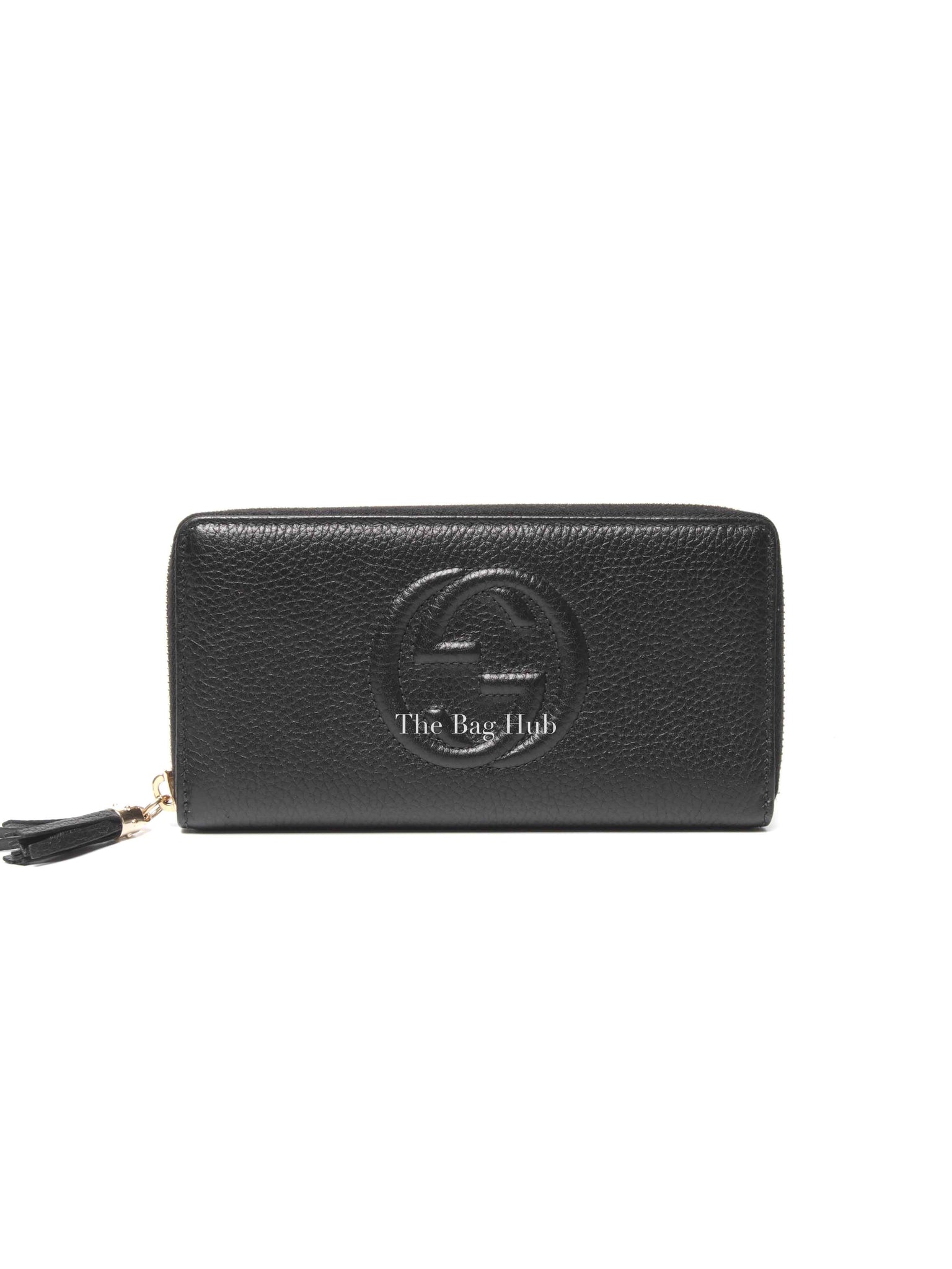 Gucci Black Pebbled Calfskin Soho Zip Around Long Wallet