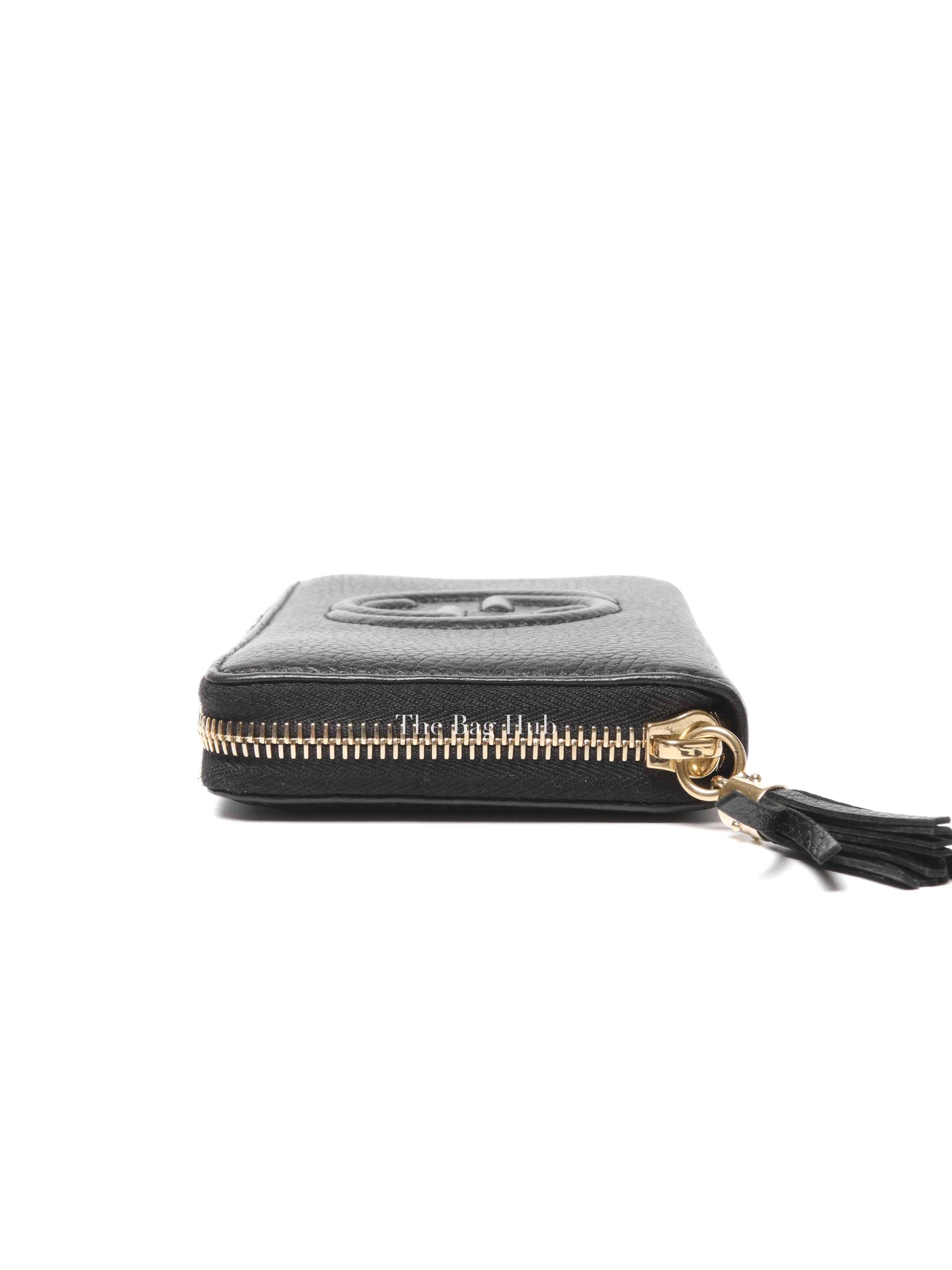 Gucci Black Pebbled Calfskin Soho Zip Around Long Wallet