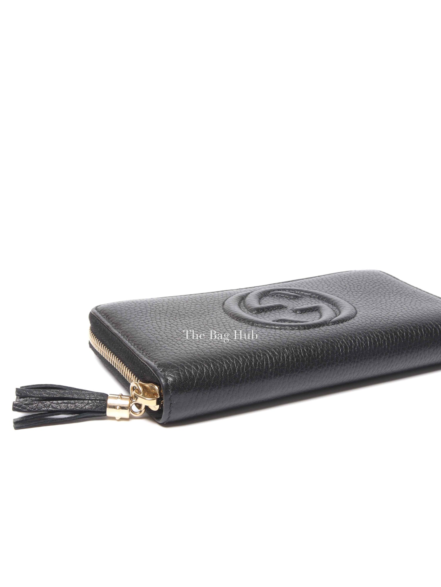 Gucci Black Pebbled Calfskin Soho Zip Around Long Wallet