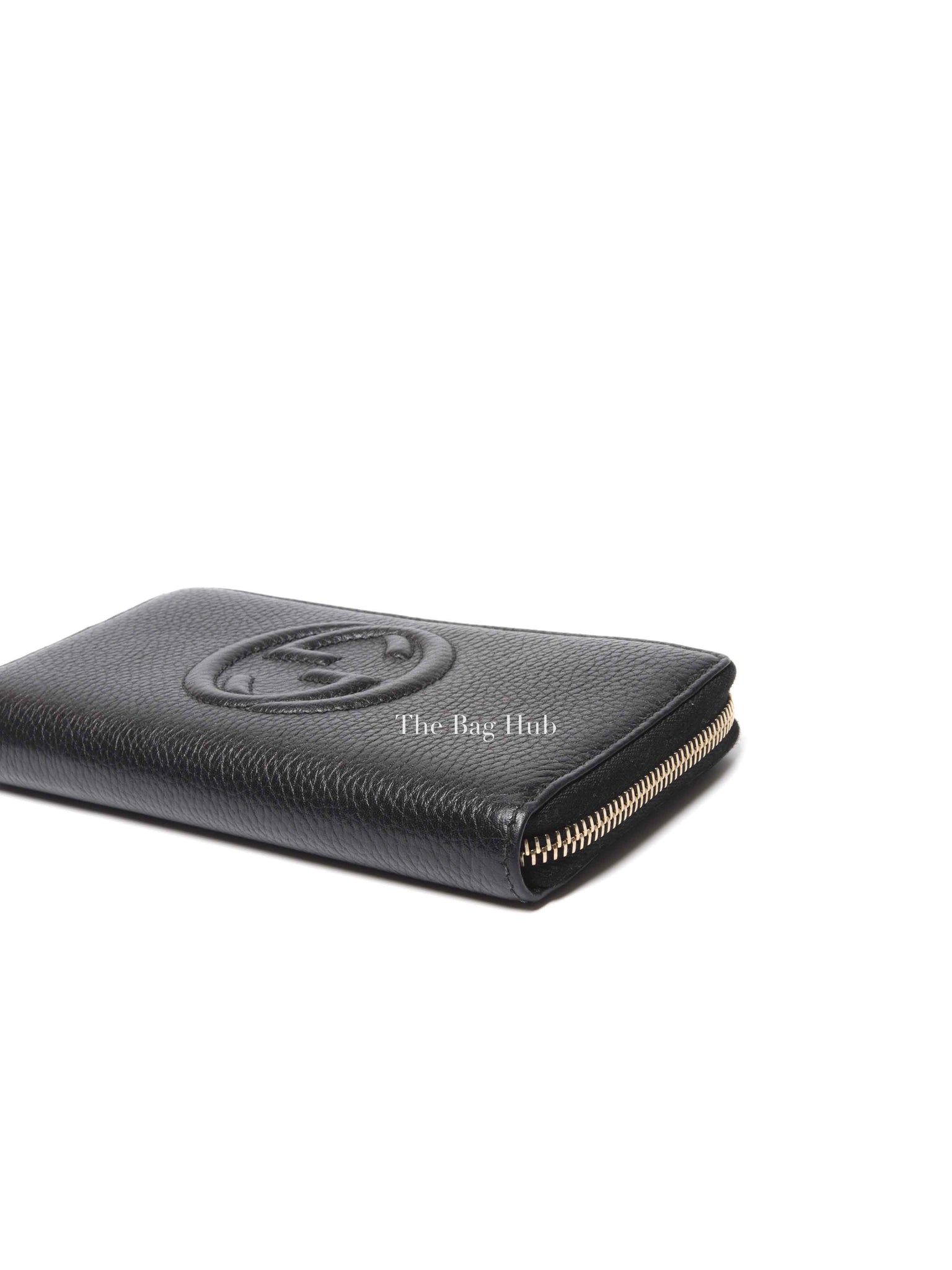 Gucci Black Pebbled Calfskin Soho Zip Around Long Wallet