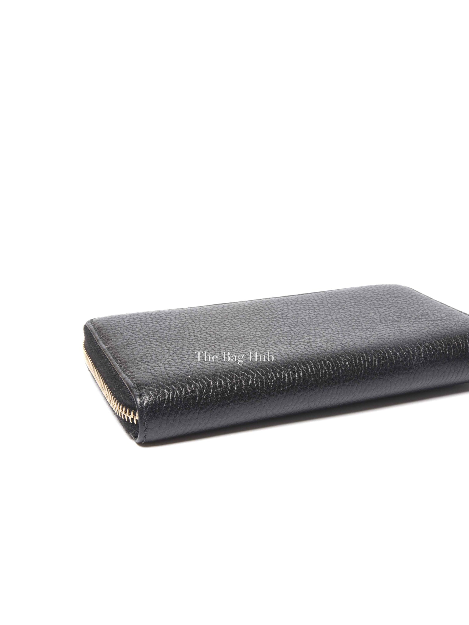 Gucci Black Pebbled Calfskin Soho Zip Around Long Wallet