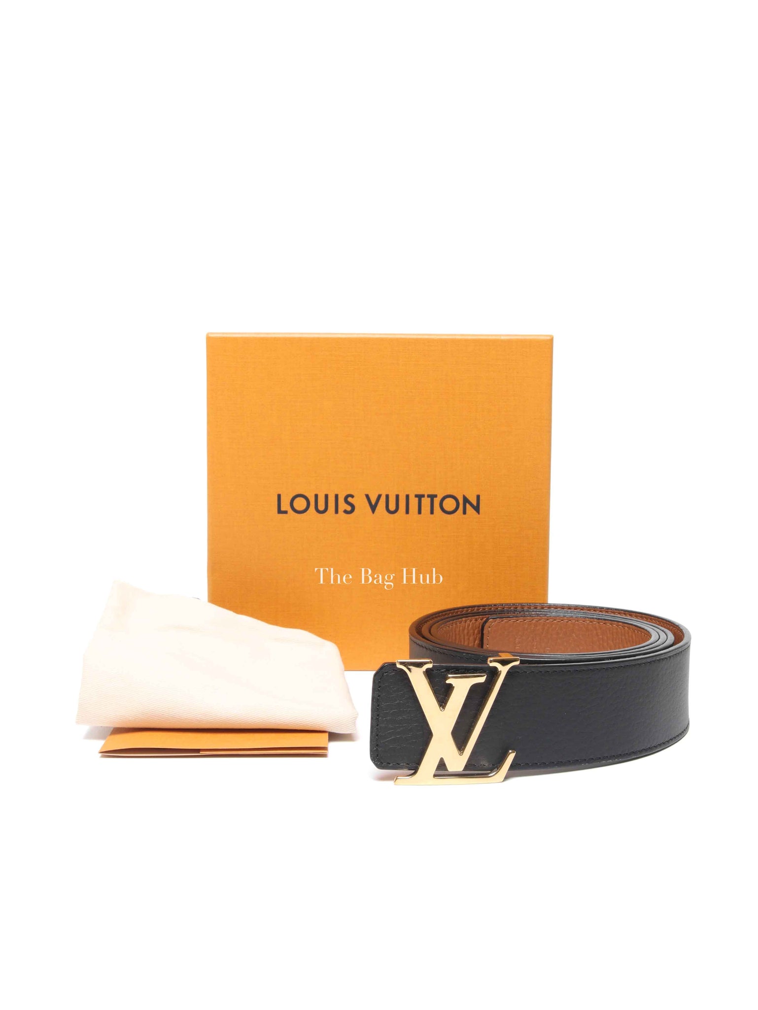 Louis Vuitton Black/Brown Leather Initiales Reversible Belt Size 110/44