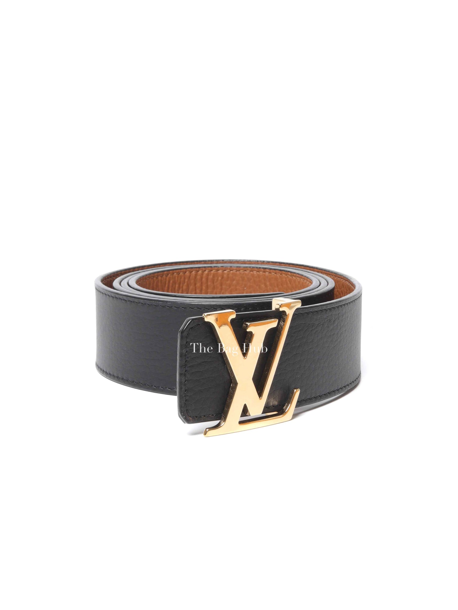 Louis Vuitton Black/Brown Leather Initiales Reversible Belt Size 110/44