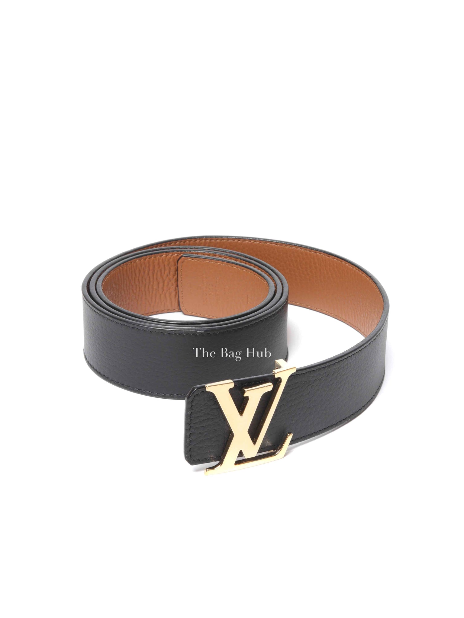 Louis Vuitton Black/Brown Leather Initiales Reversible Belt Size 110/44