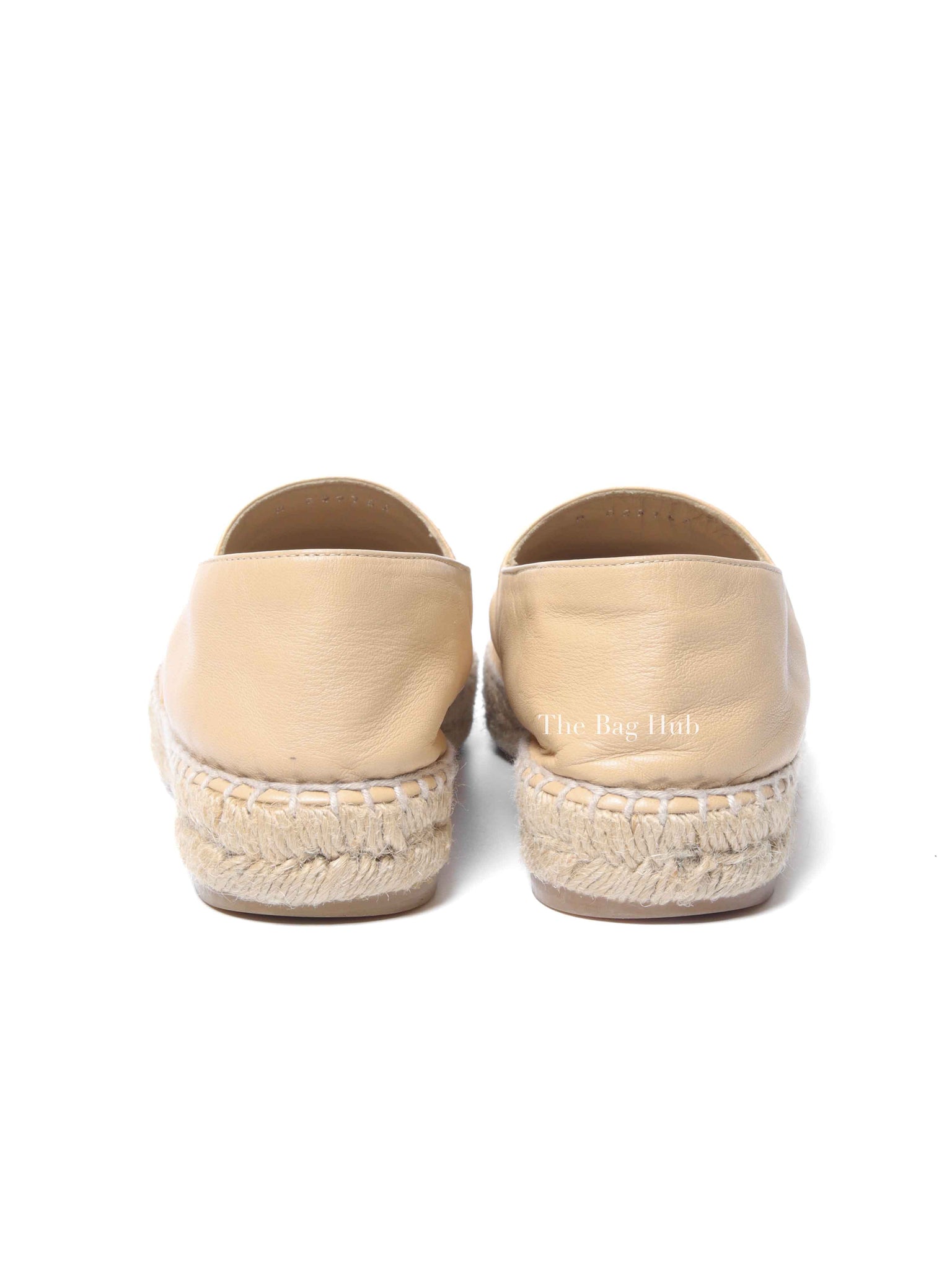 Chanel Beige/Black Lambskin Espadrilles Size 37