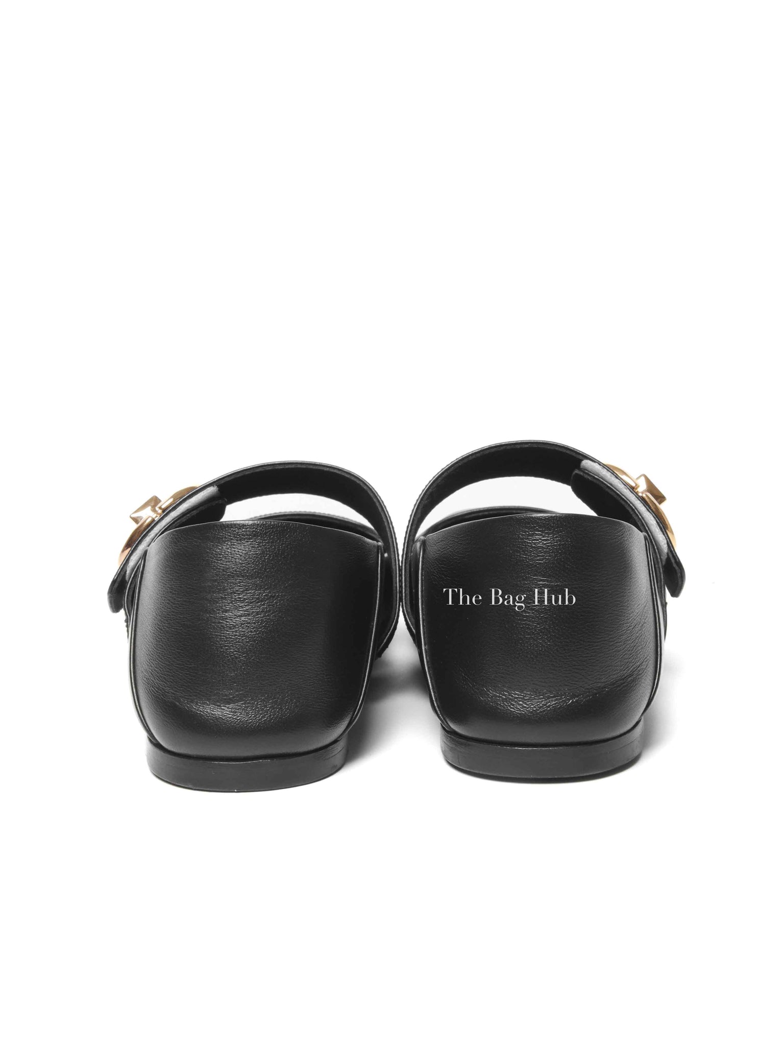 Valentino Garavani Black Leather VLogo Locker Mary Jane Ballerina Flats Size 37