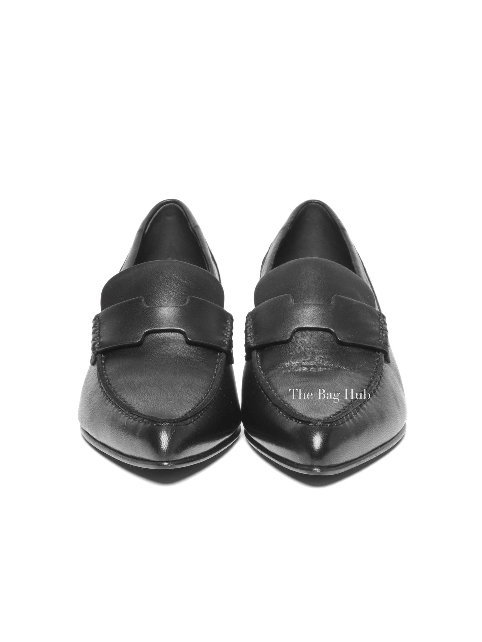 Hermes Black Leather Pointed Pumps Size 37