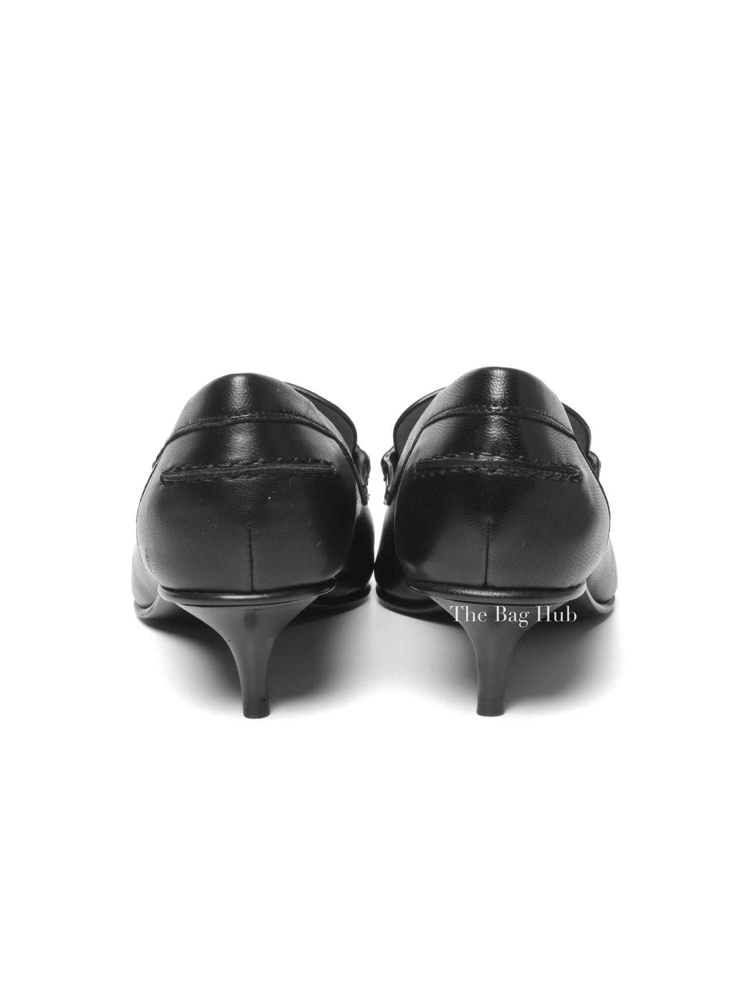 Hermes Black Leather Pointed Pumps Size 37