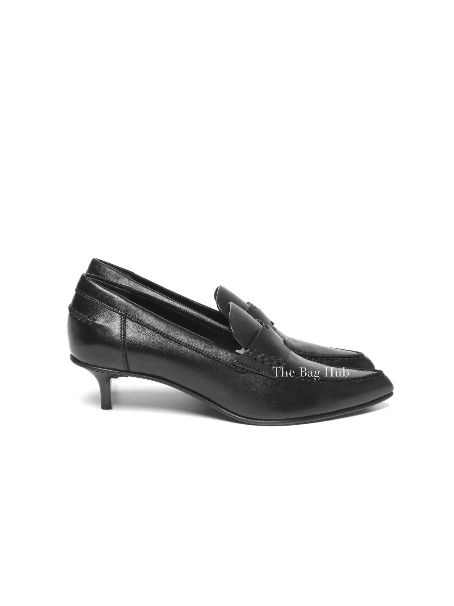 Hermes Black Leather Pointed Pumps Size 37