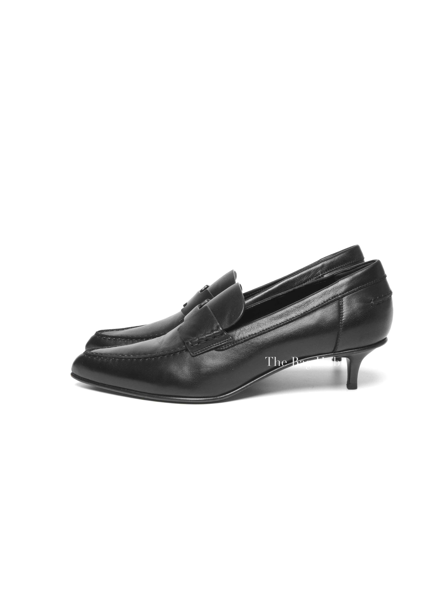 Hermes Black Leather Pointed Pumps Size 37