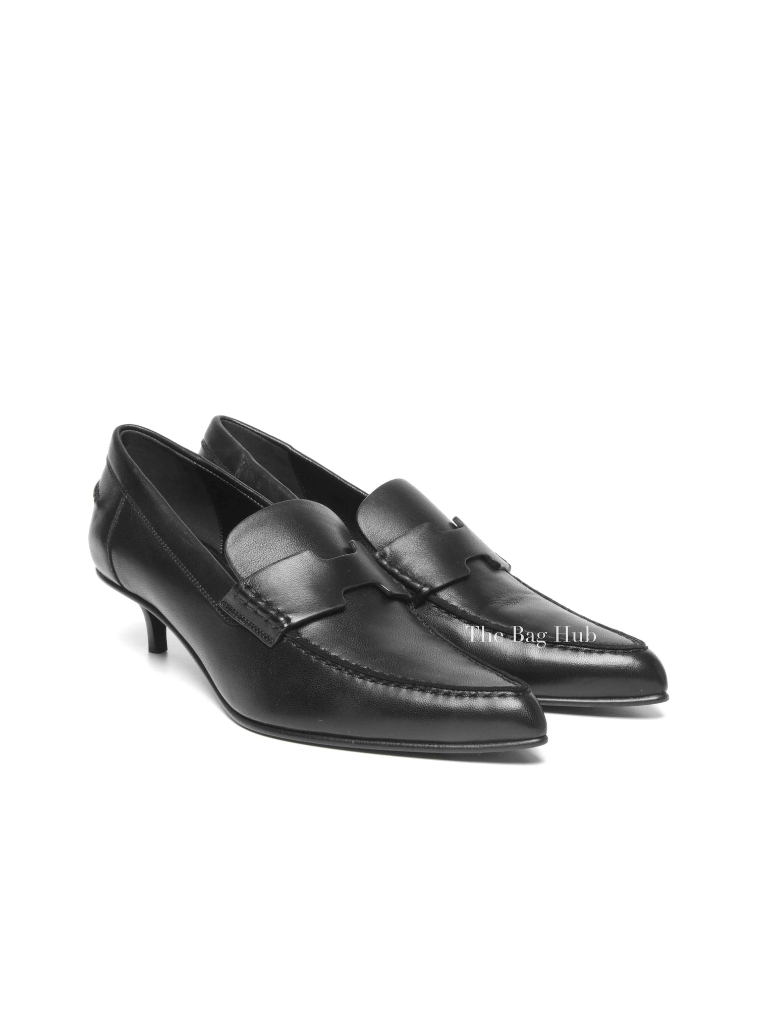 Hermes Black Leather Pointed Pumps Size 37