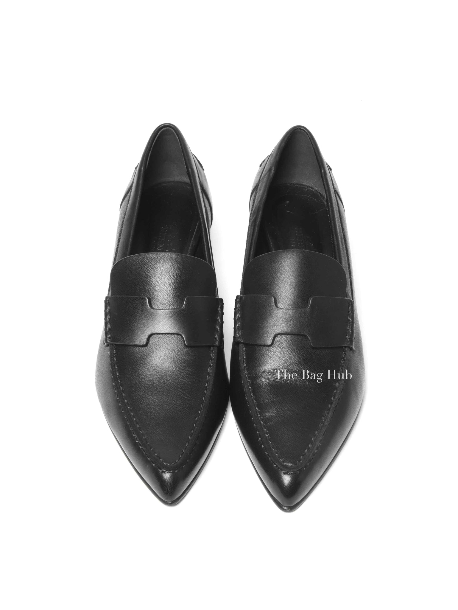 Hermes Black Leather Pointed Pumps Size 37