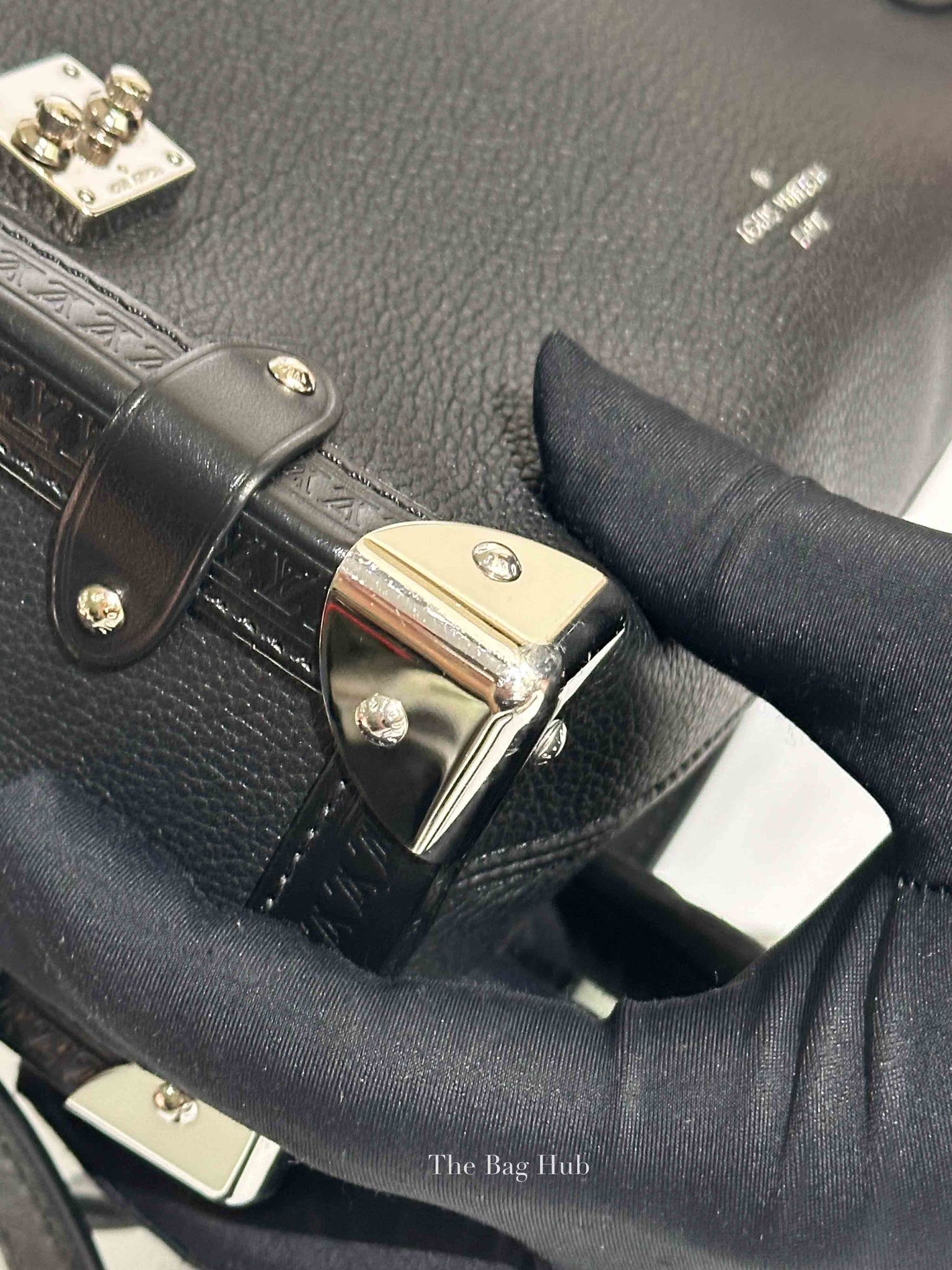 Louis Vuitton Black Grained Calf Side Trunk MM Bag