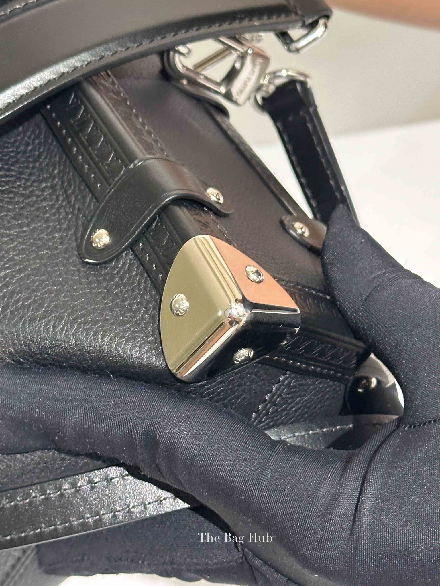 Louis Vuitton Black Grained Calf Side Trunk MM Bag