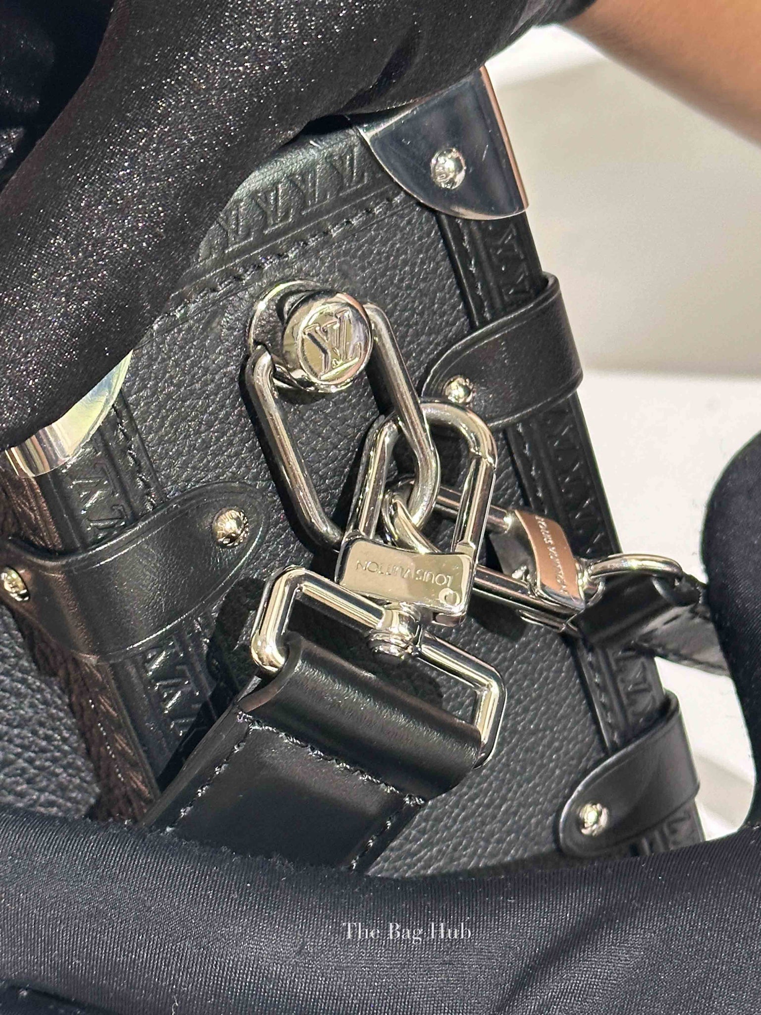 Louis Vuitton Black Grained Calf Side Trunk MM Bag