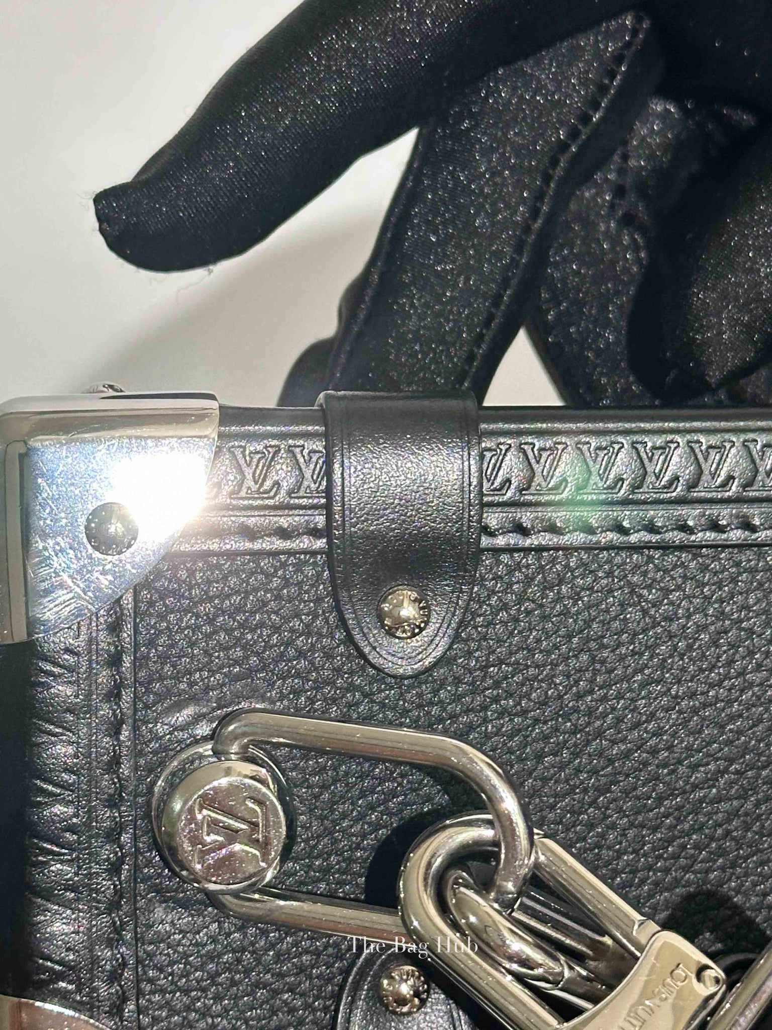 Louis Vuitton Black Grained Calf Side Trunk MM Bag