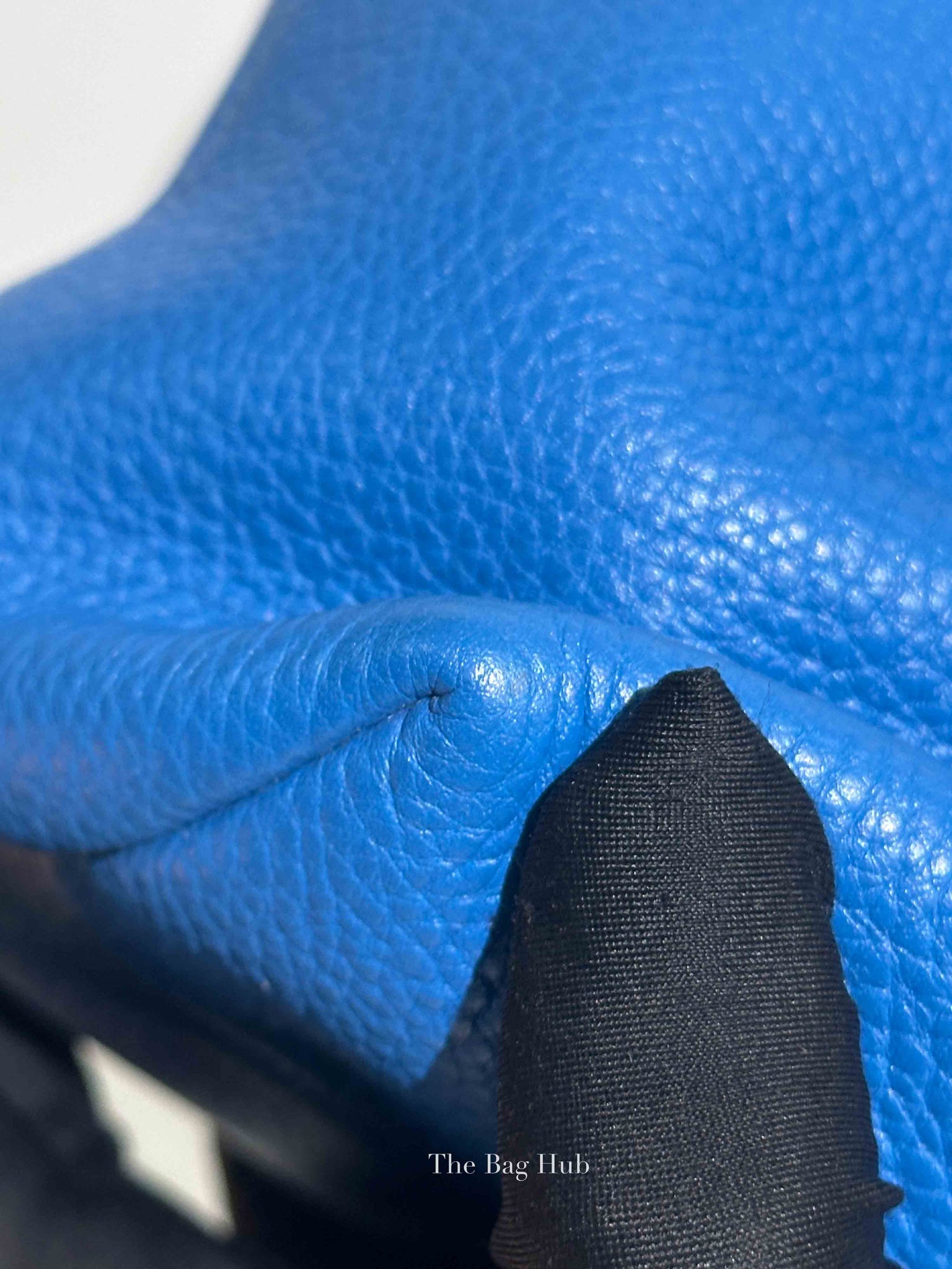 Prada Blue Vitello Daino Leather Shopping Tote Bag