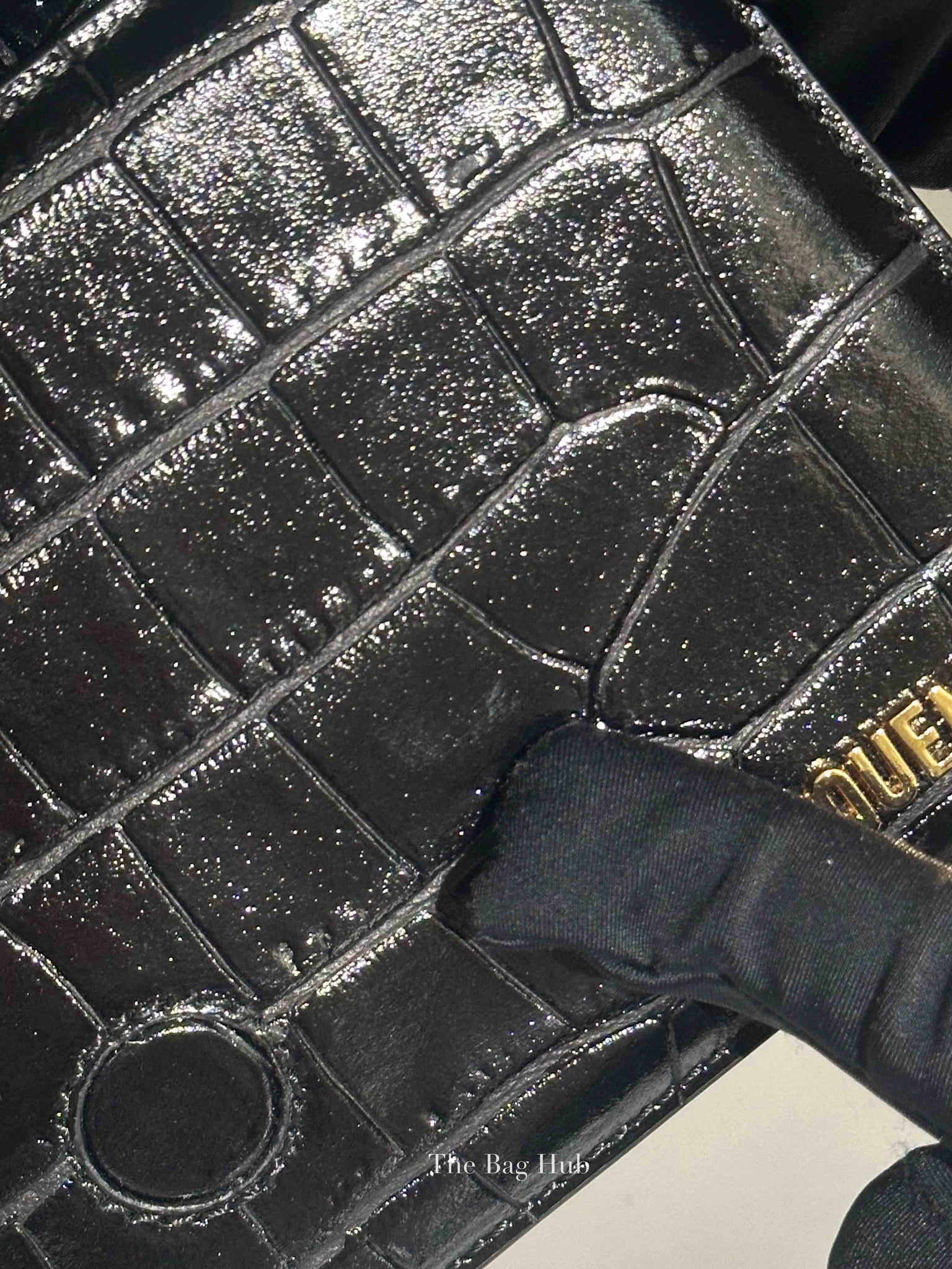 Jacquemus Black Crocodile Embossed Leather The Large Bambino Bag