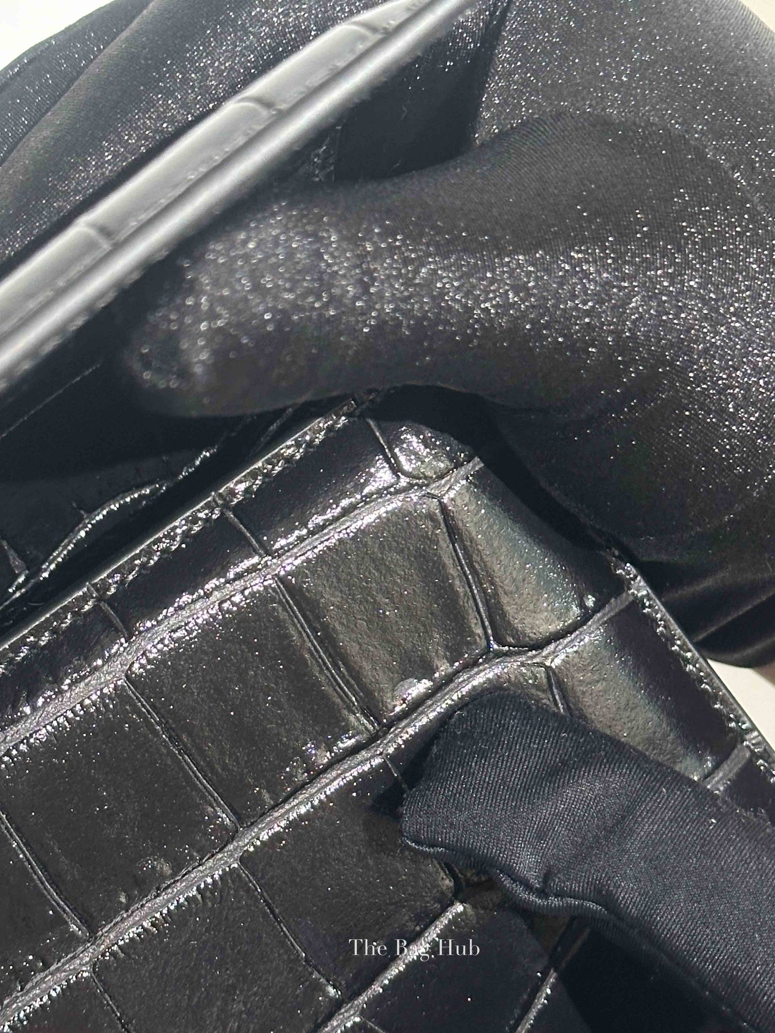 Jacquemus Black Crocodile Embossed Leather The Large Bambino Bag