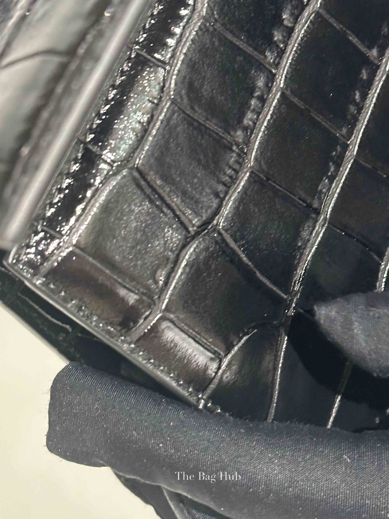 Jacquemus Black Crocodile Embossed Leather The Large Bambino Bag