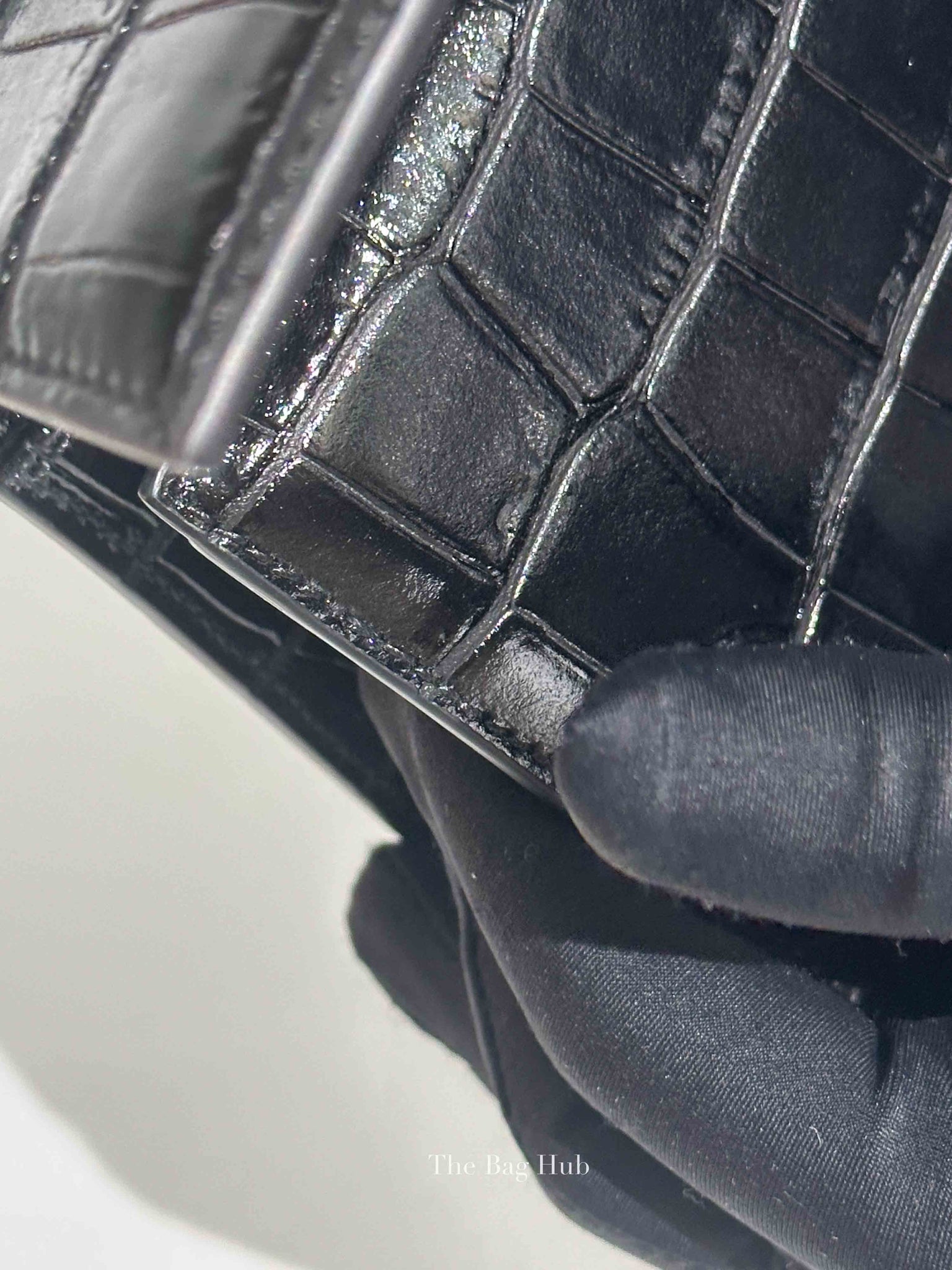 Jacquemus Black Crocodile Embossed Leather The Large Bambino Bag