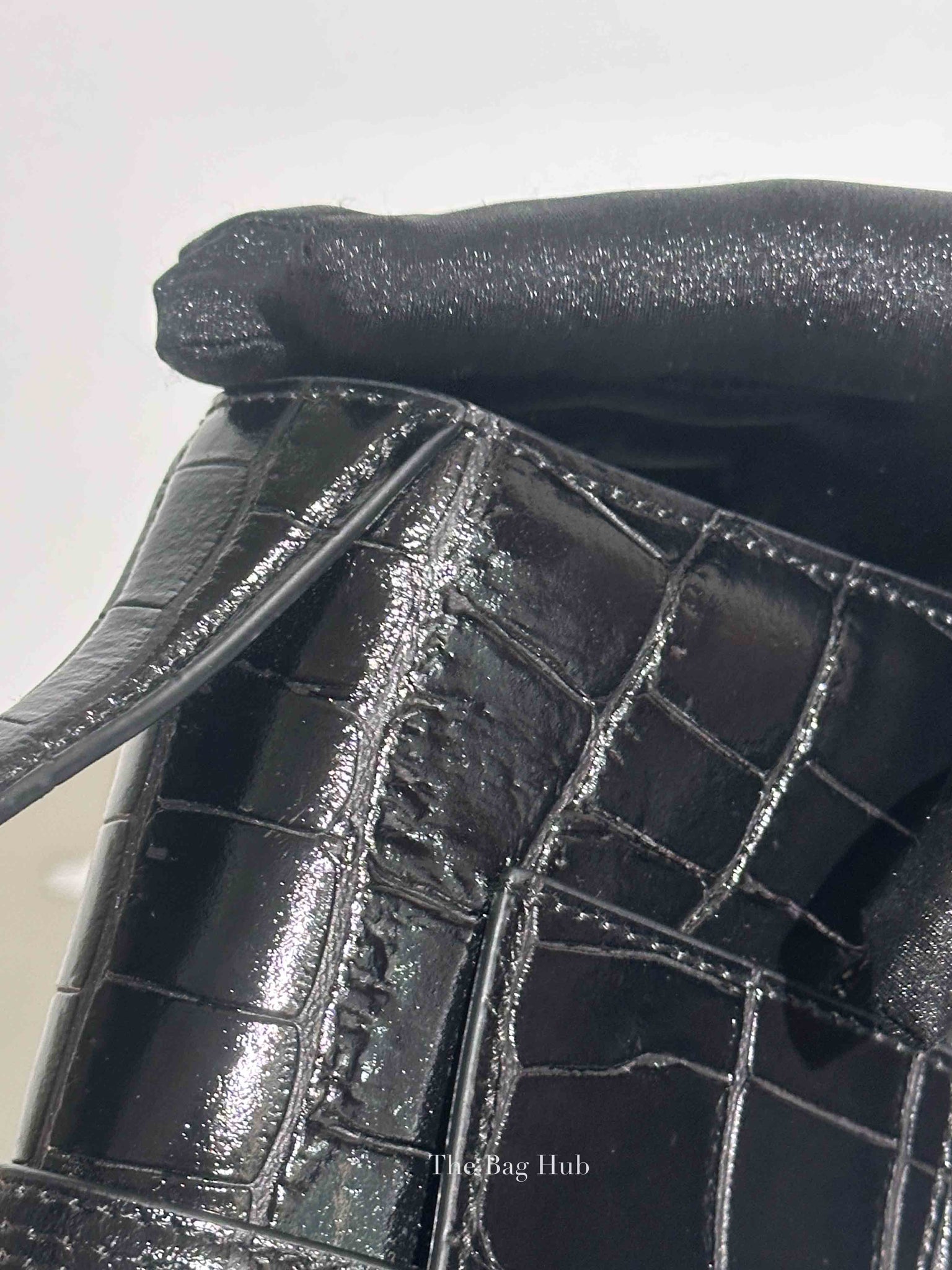 Jacquemus Black Crocodile Embossed Leather The Large Bambino Bag