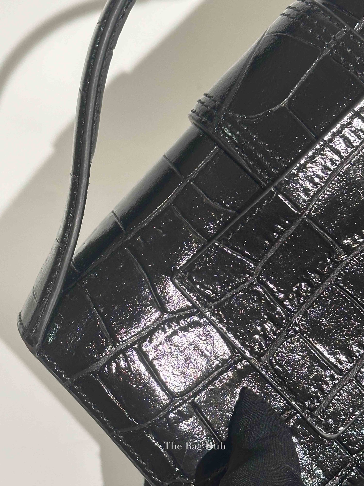Jacquemus Black Crocodile Embossed Leather The Large Bambino Bag