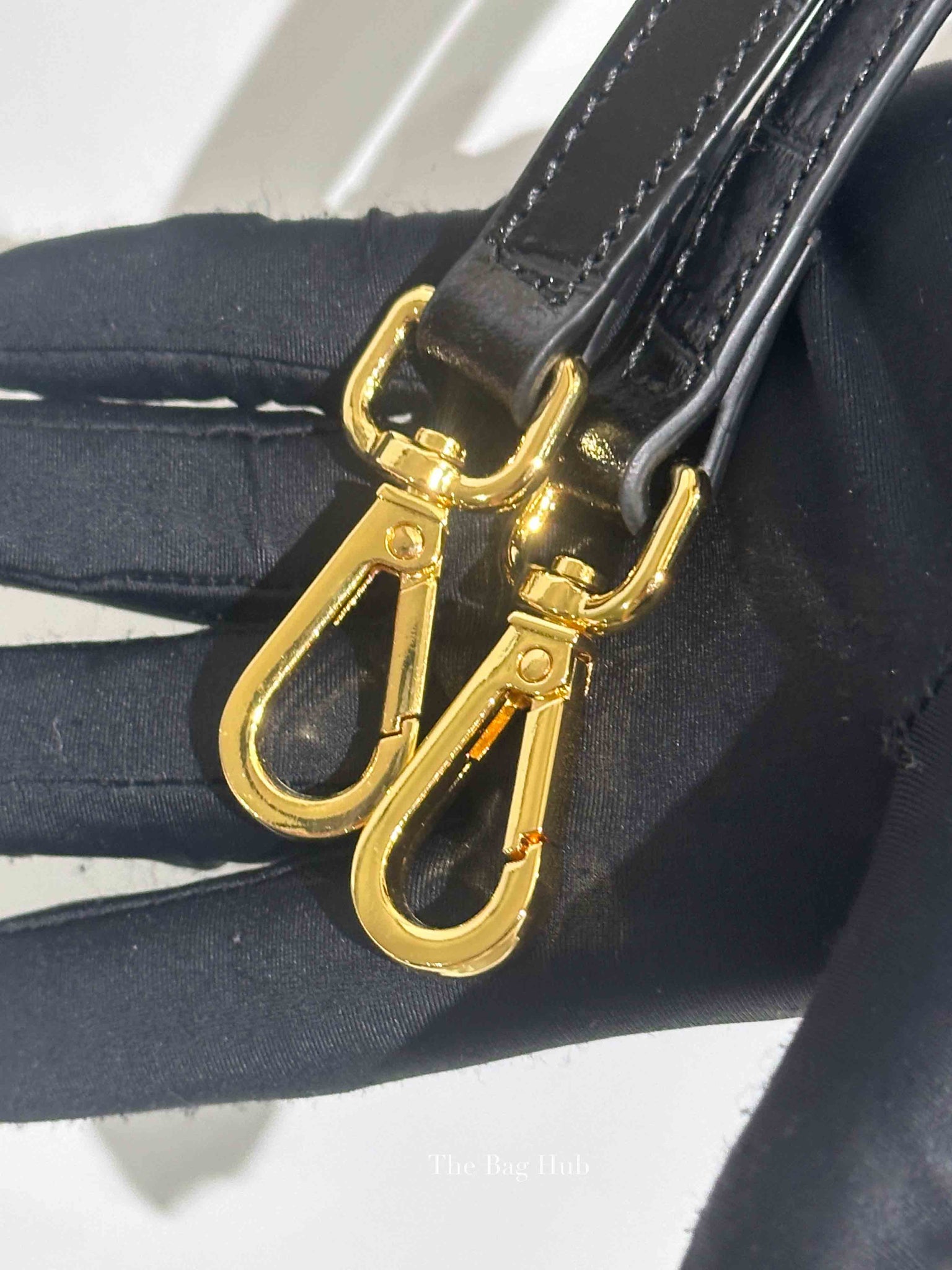 Jacquemus Black Crocodile Embossed Leather The Large Bambino Bag