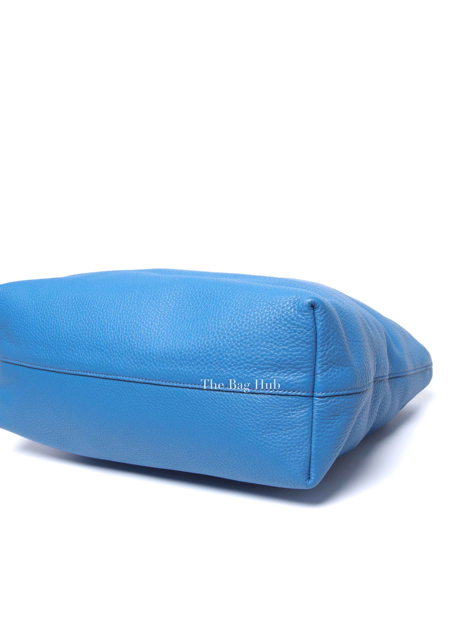 Prada Blue Vitello Daino Leather Shopping Tote Bag