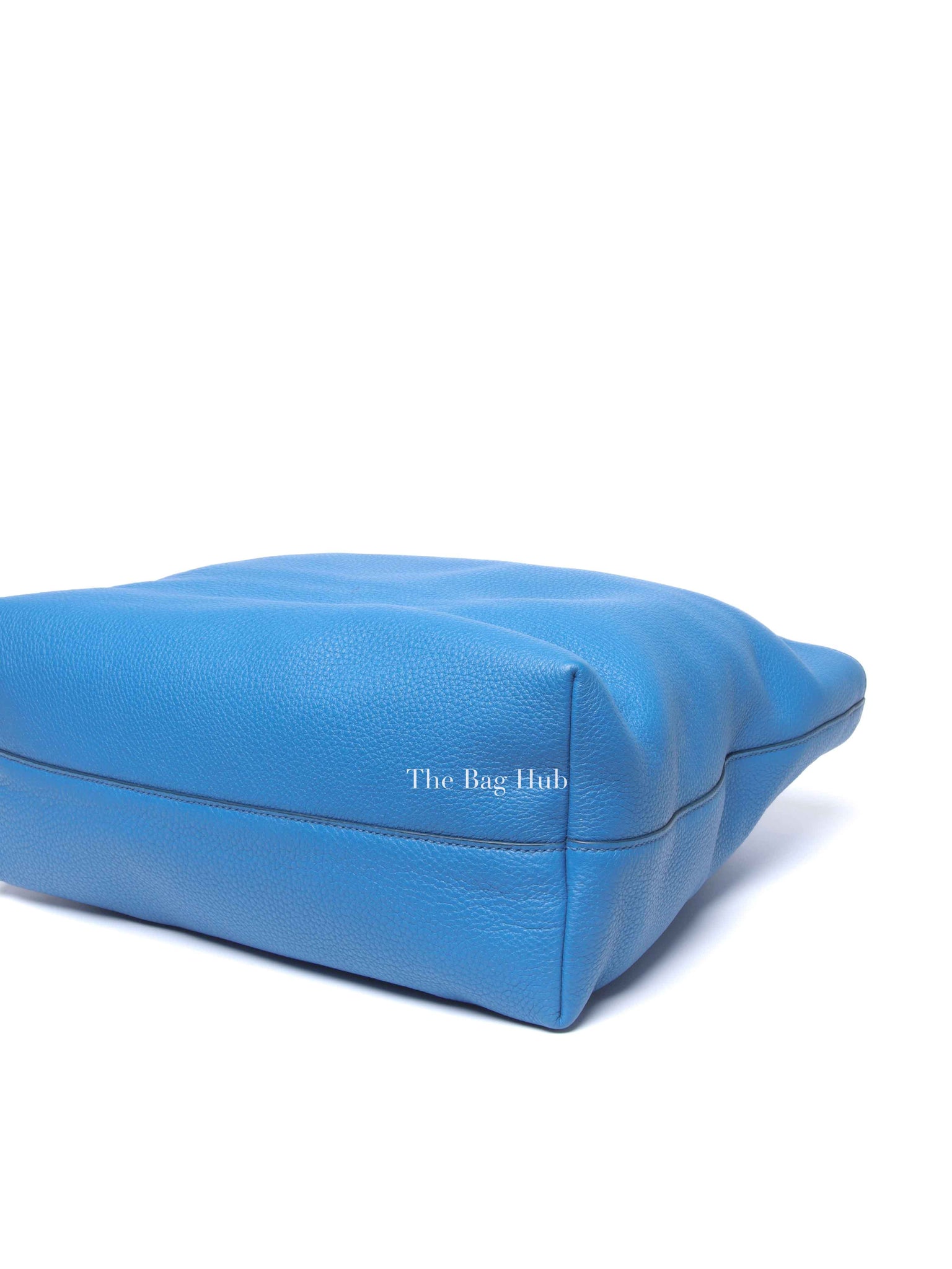 Prada Blue Vitello Daino Leather Shopping Tote Bag